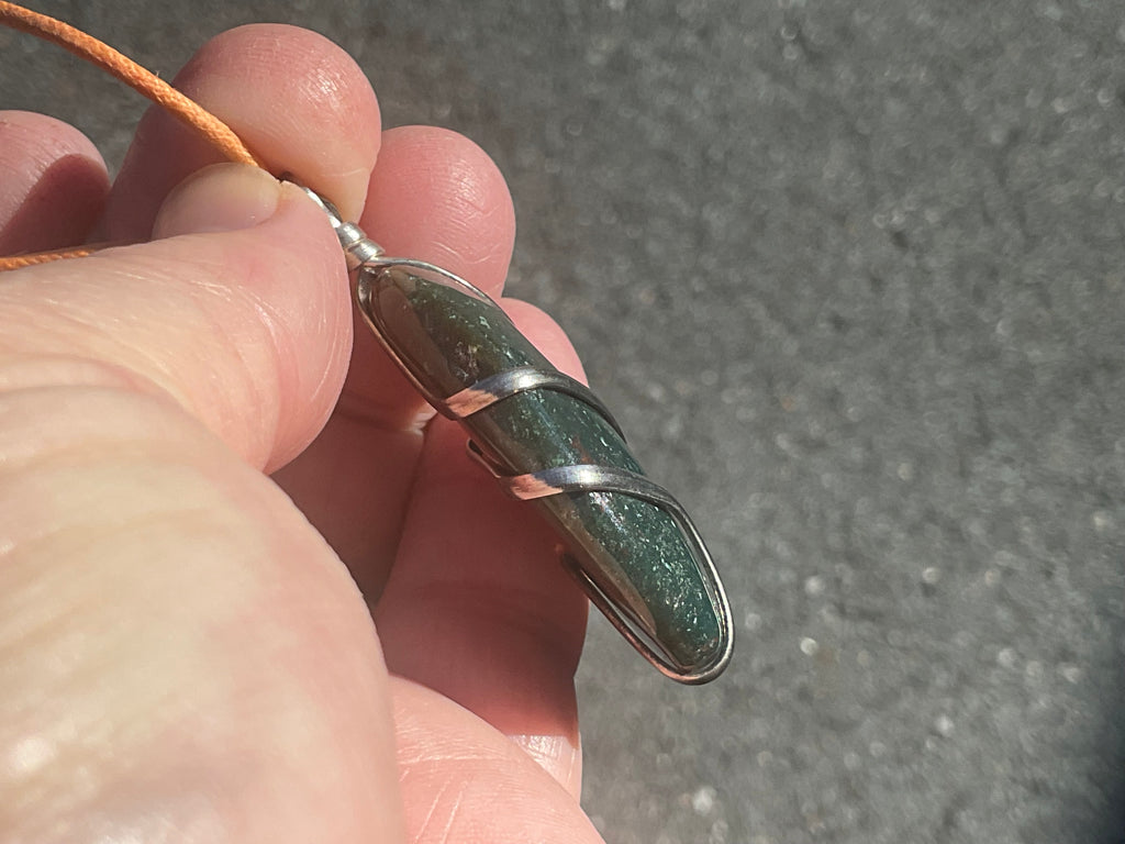 Bloodstone Wire Wrapped Pendant
