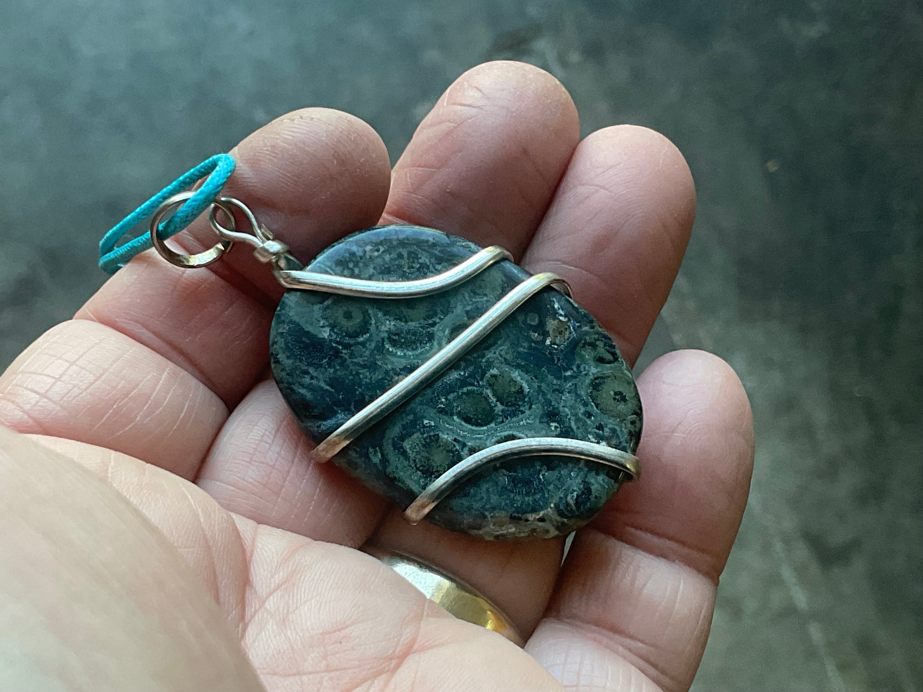 22g Kambaba Jasper Wire Wrapped Pendant B