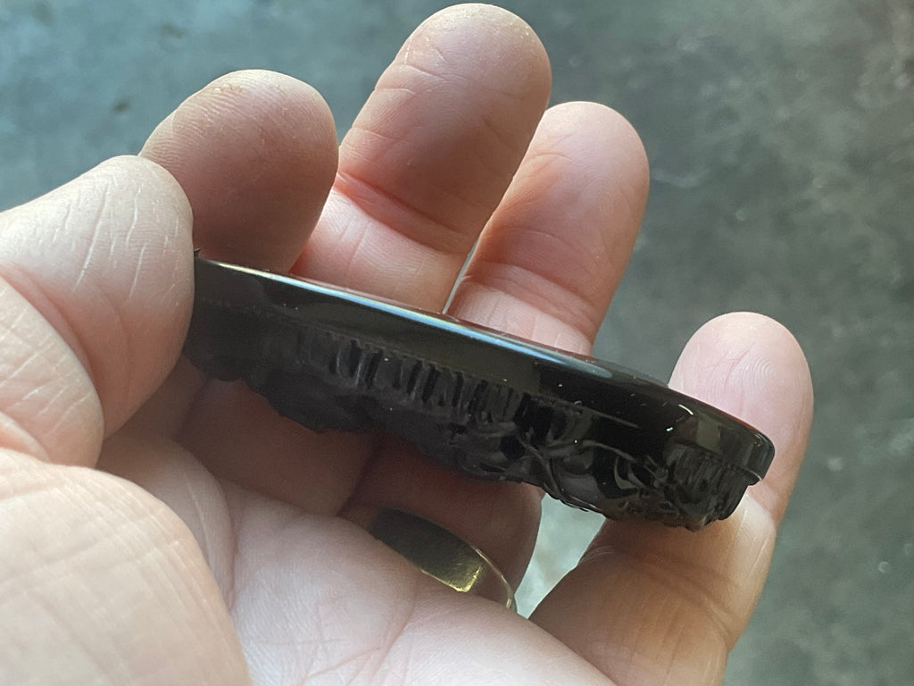 70g Carved Obsidian Buddha Necklace