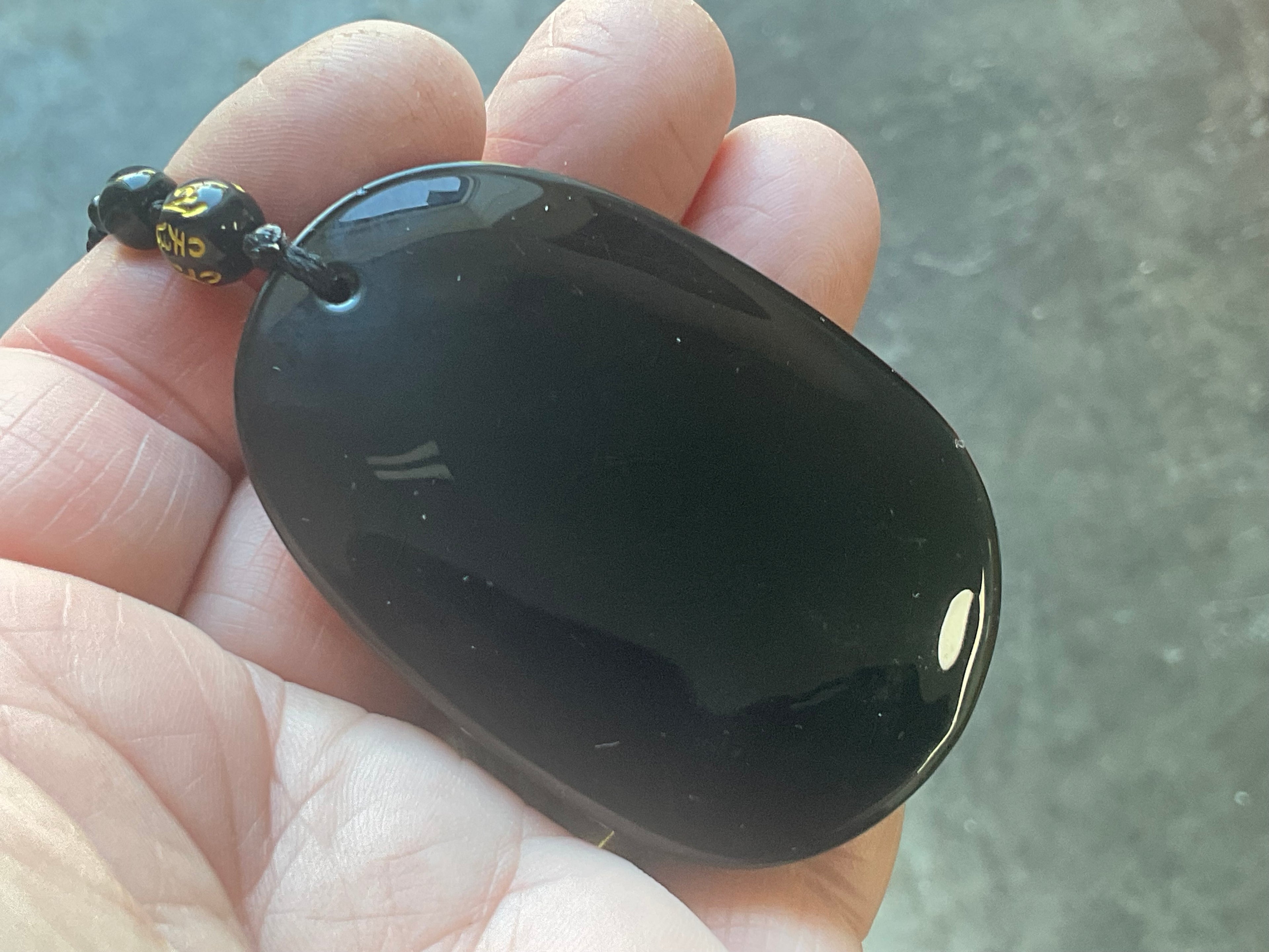 70g Carved Obsidian Buddha Necklace
