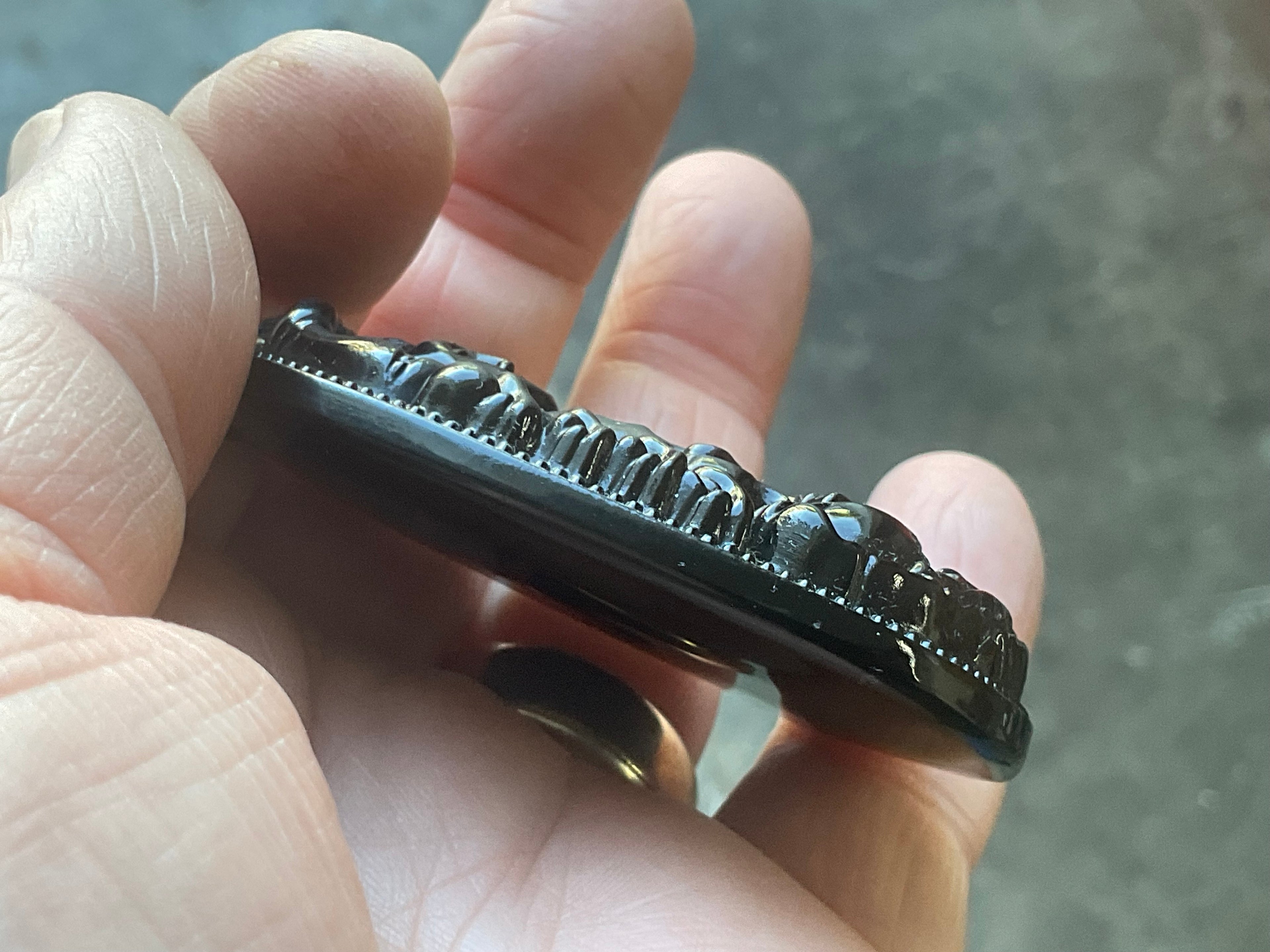 70g Carved Obsidian Buddha Necklace