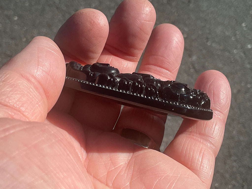 70g Carved Obsidian Buddha Necklace