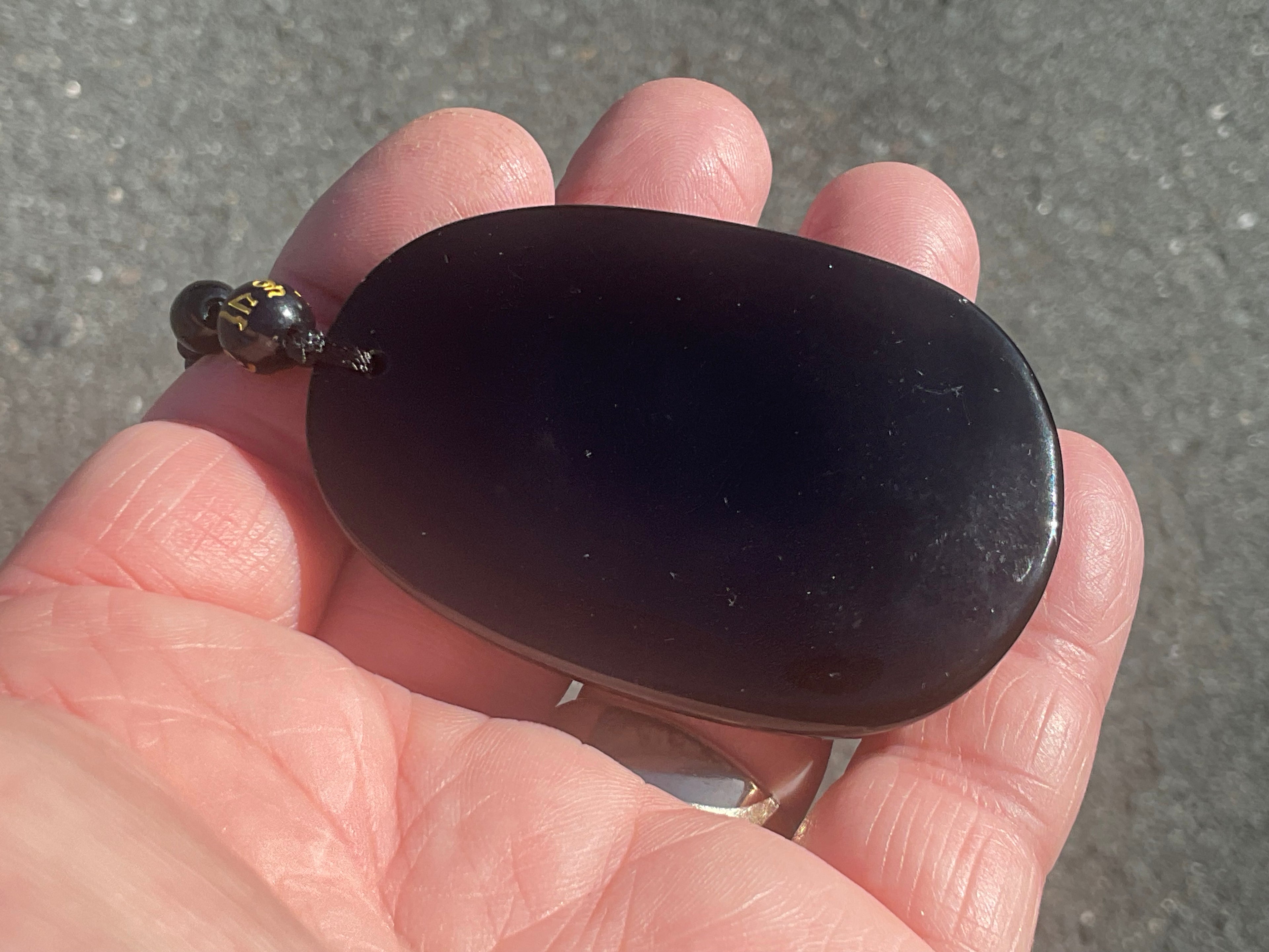 70g Carved Obsidian Buddha Necklace