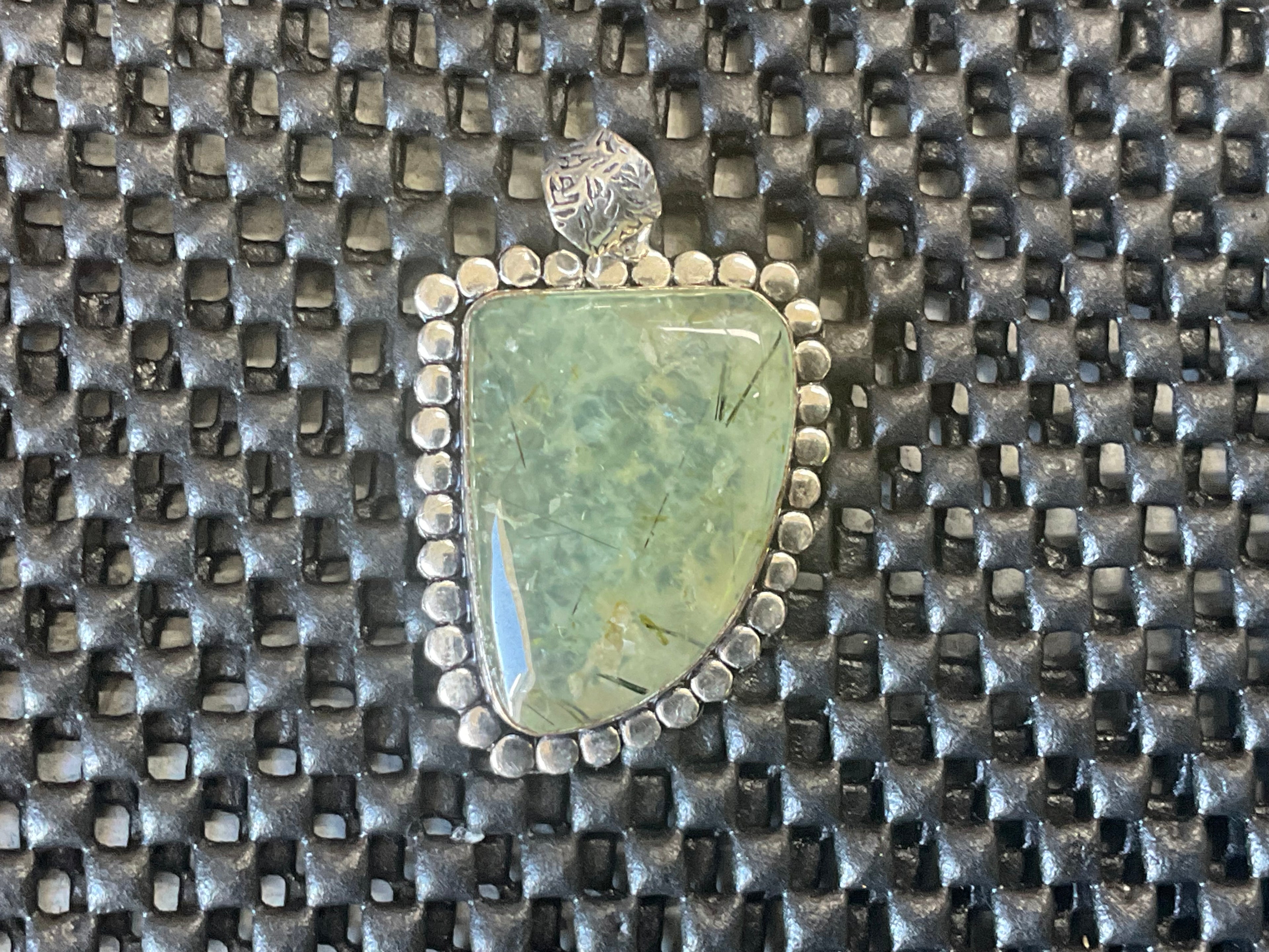 14g Antique Style Epidote in Prehnite Pendant 2A