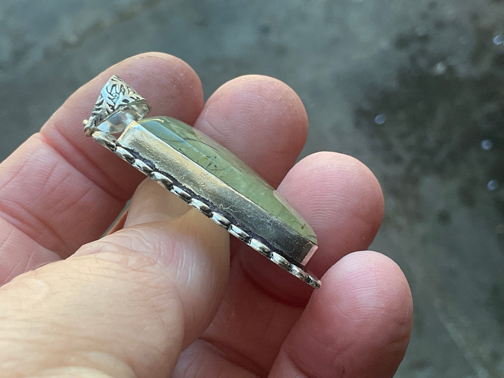 14g Antique Style Epidote in Prehnite Pendant 2A