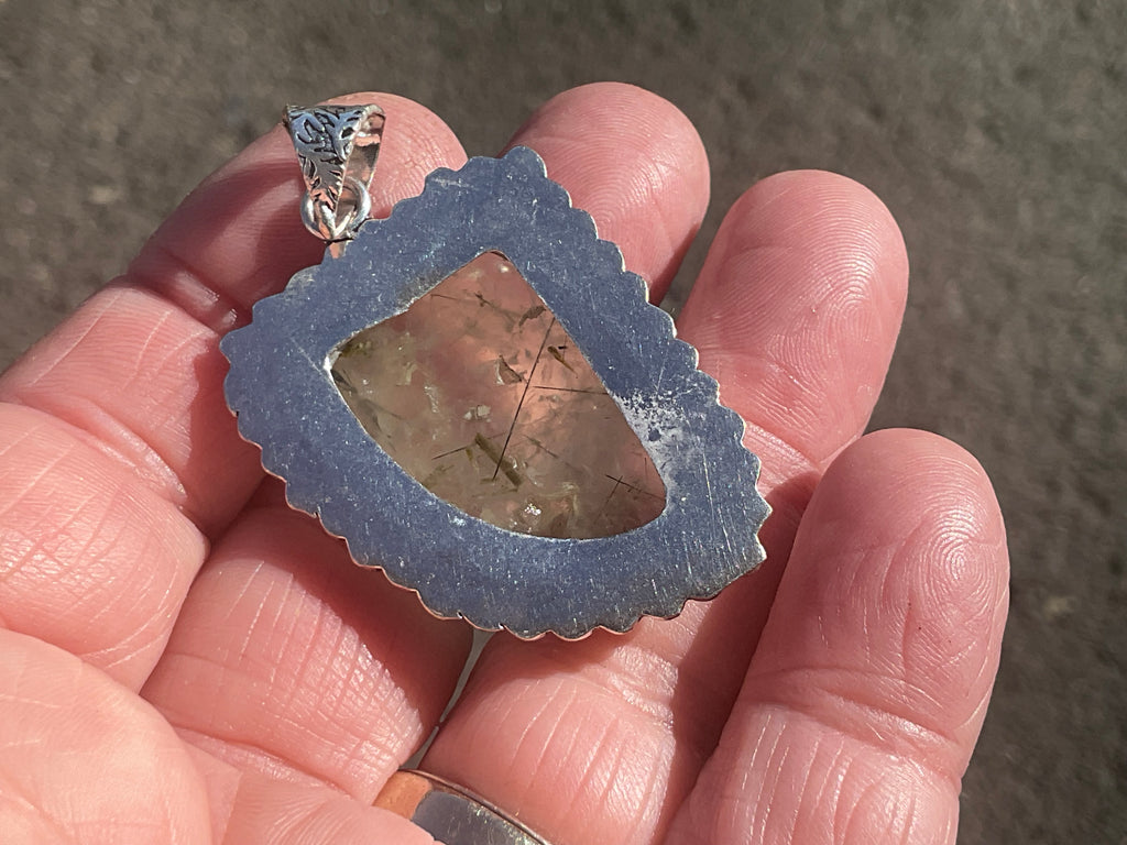 14g Antique Style Epidote in Prehnite Pendant 2A