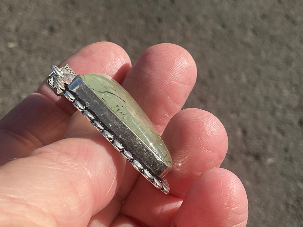 14g Antique Style Epidote in Prehnite Pendant 2A