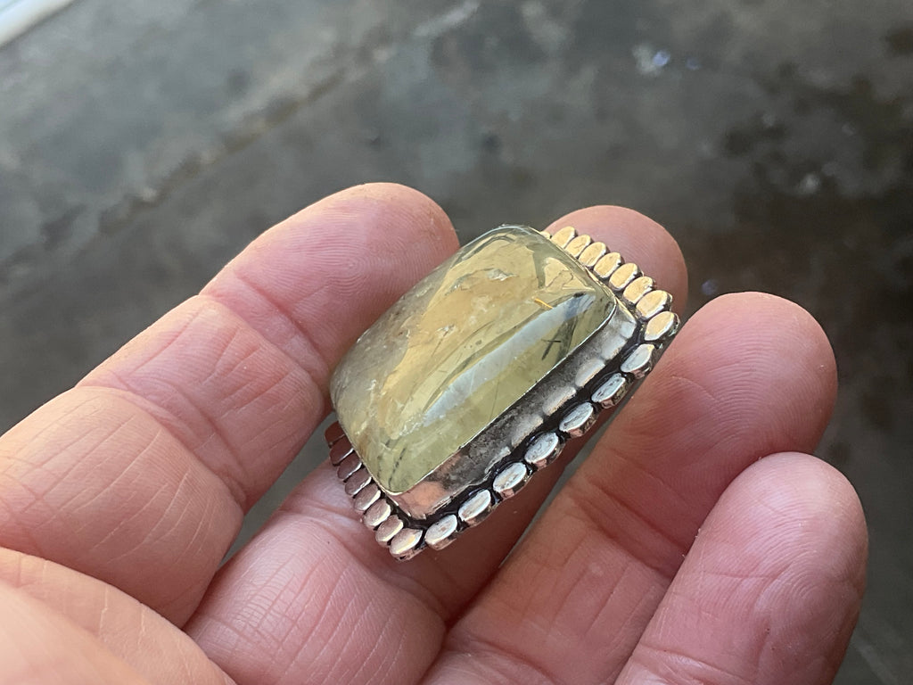 16g Antique Style Epidote in Prehnite Pendant 2B