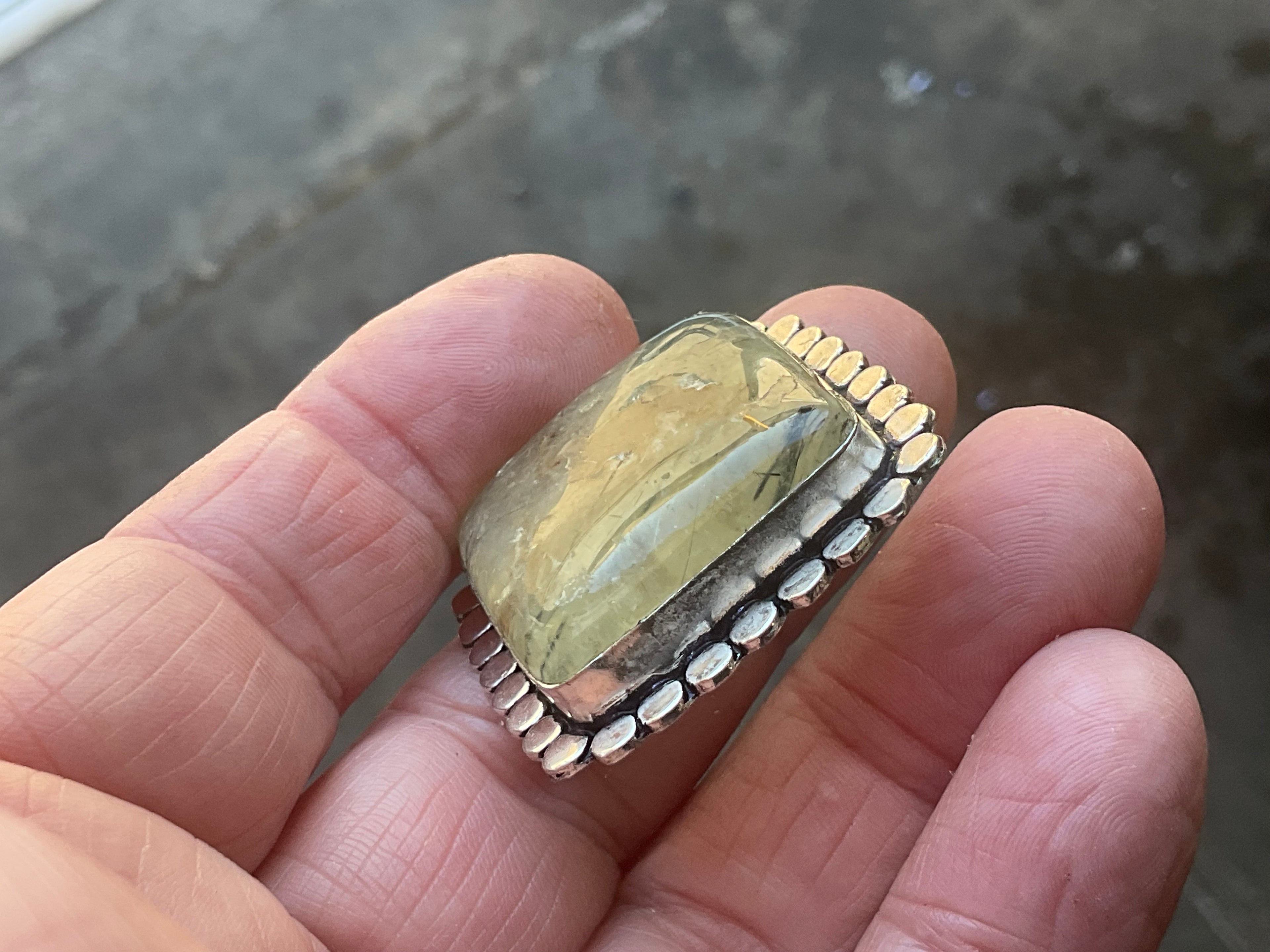 16g Antique Style Epidote in Prehnite Pendant 2B