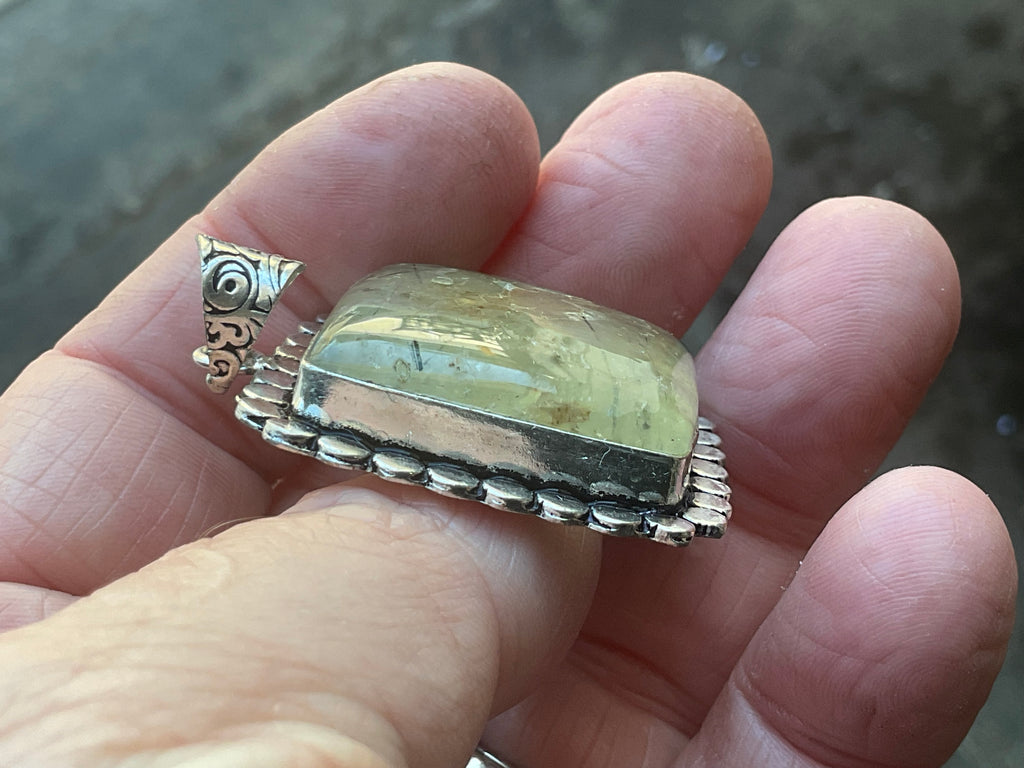 16g Antique Style Epidote in Prehnite Pendant 2B