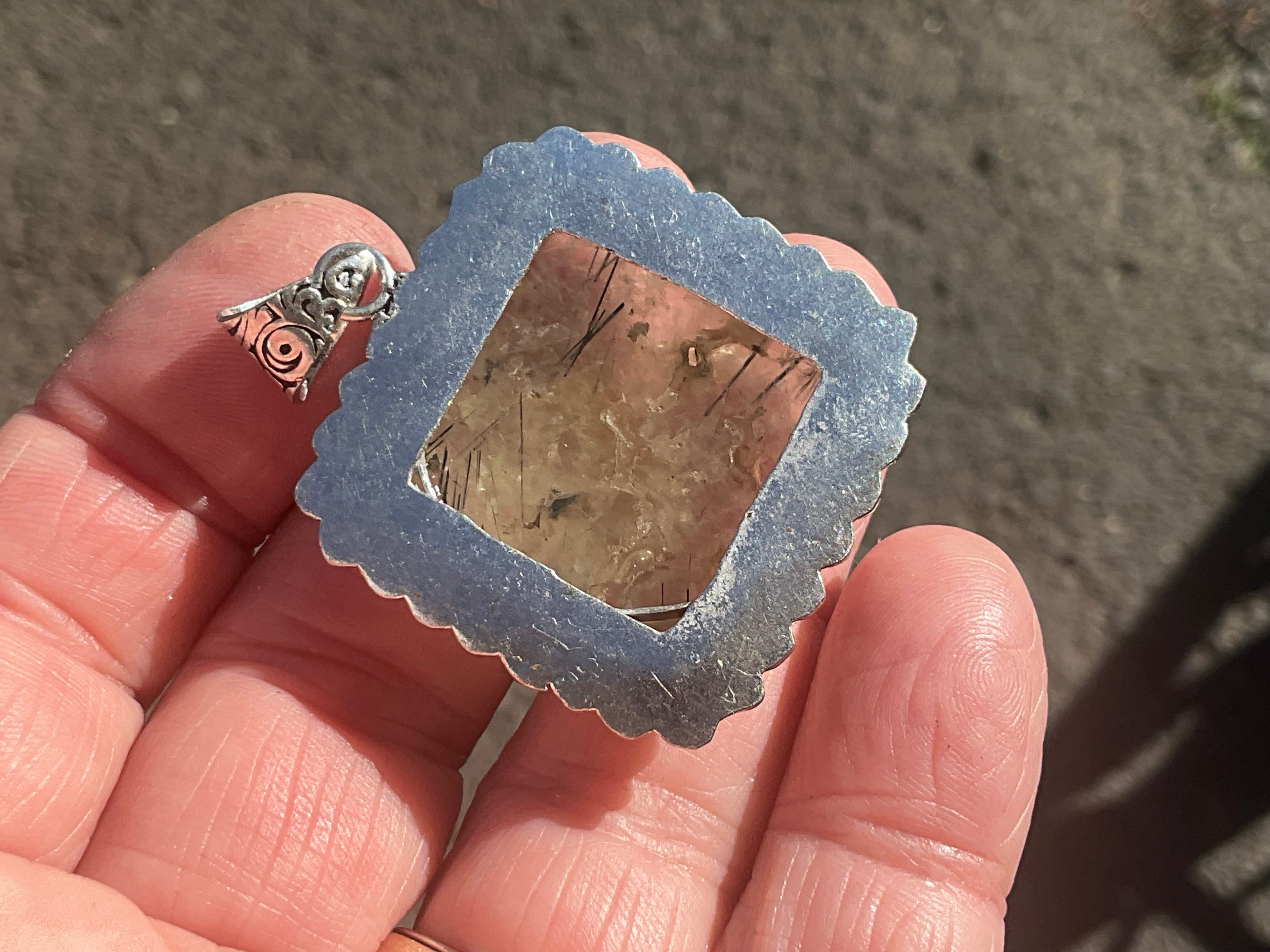 16g Antique Style Epidote in Prehnite Pendant 2B