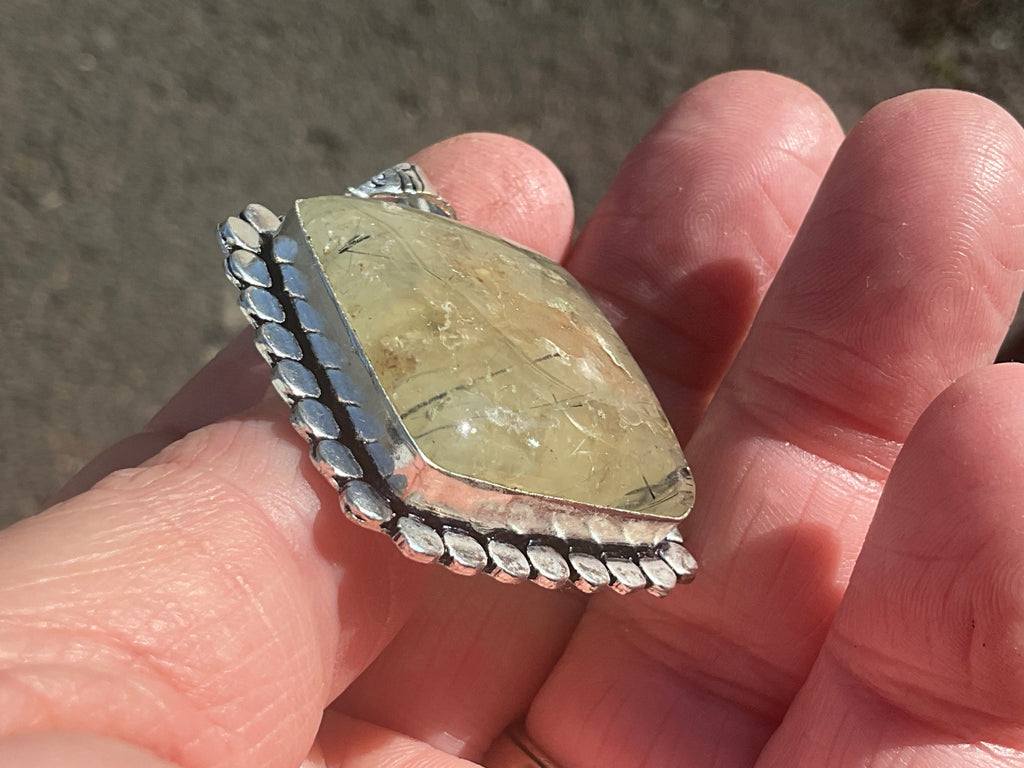 16g Antique Style Epidote in Prehnite Pendant 2B
