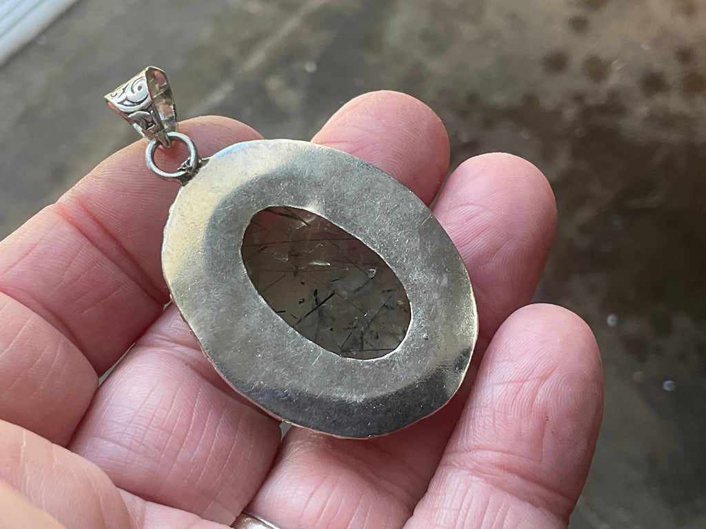 14g Antique Style Epidote in Prehnite Pendant 3A