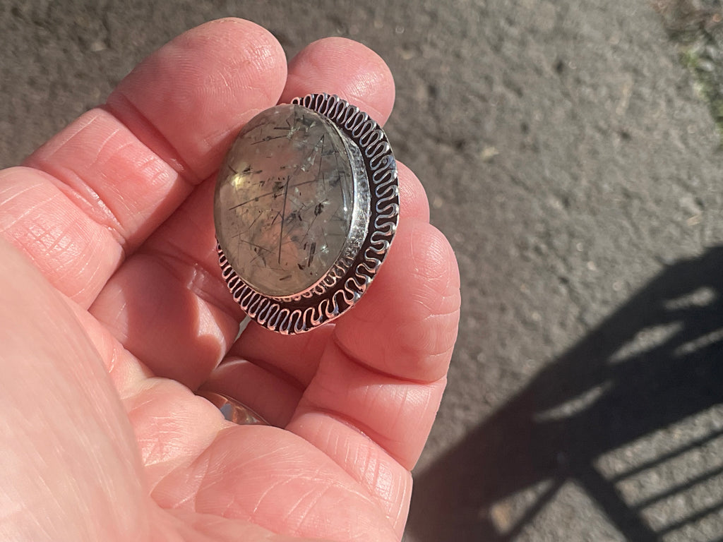 14g Antique Style Epidote in Prehnite Pendant 3A