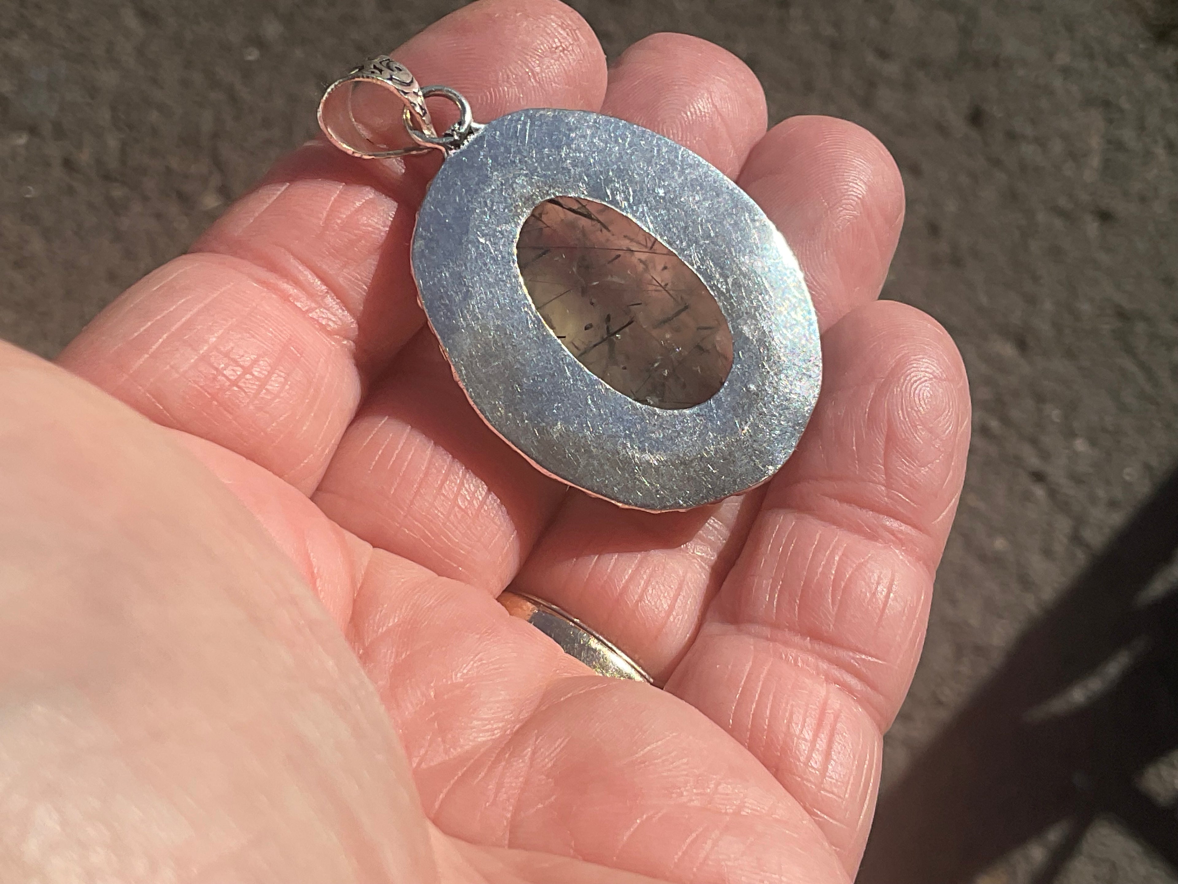 14g Antique Style Epidote in Prehnite Pendant 3A