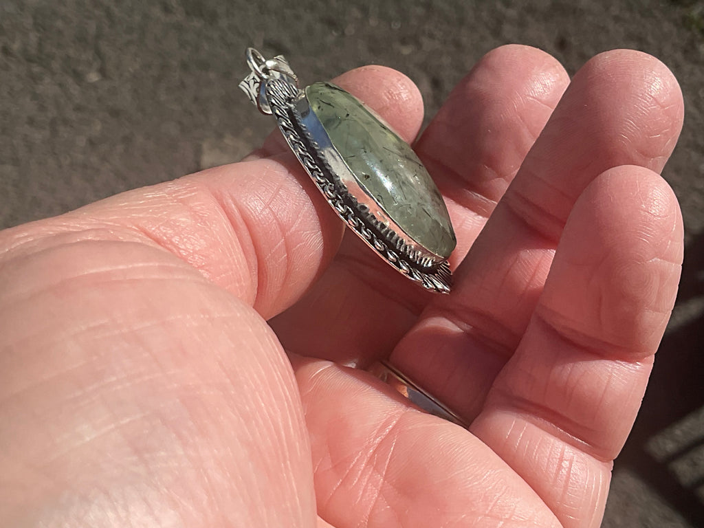 14g Antique Style Epidote in Prehnite Pendant 3A