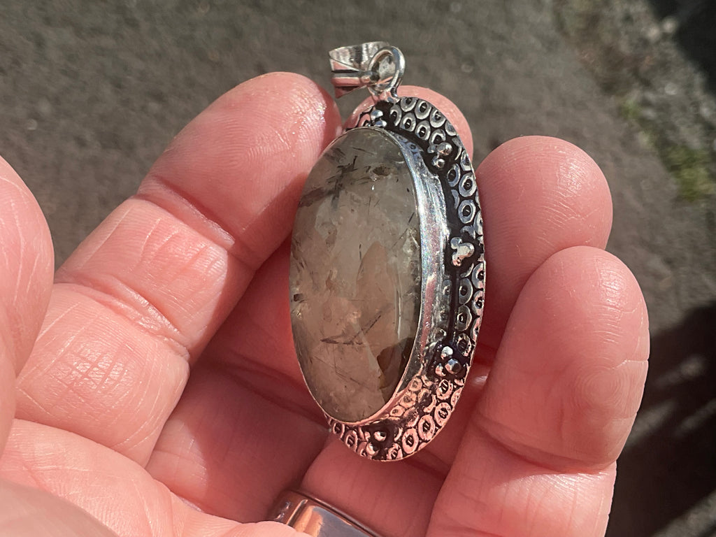 14g Antique Style Epidote in Prehnite Pendant 4A
