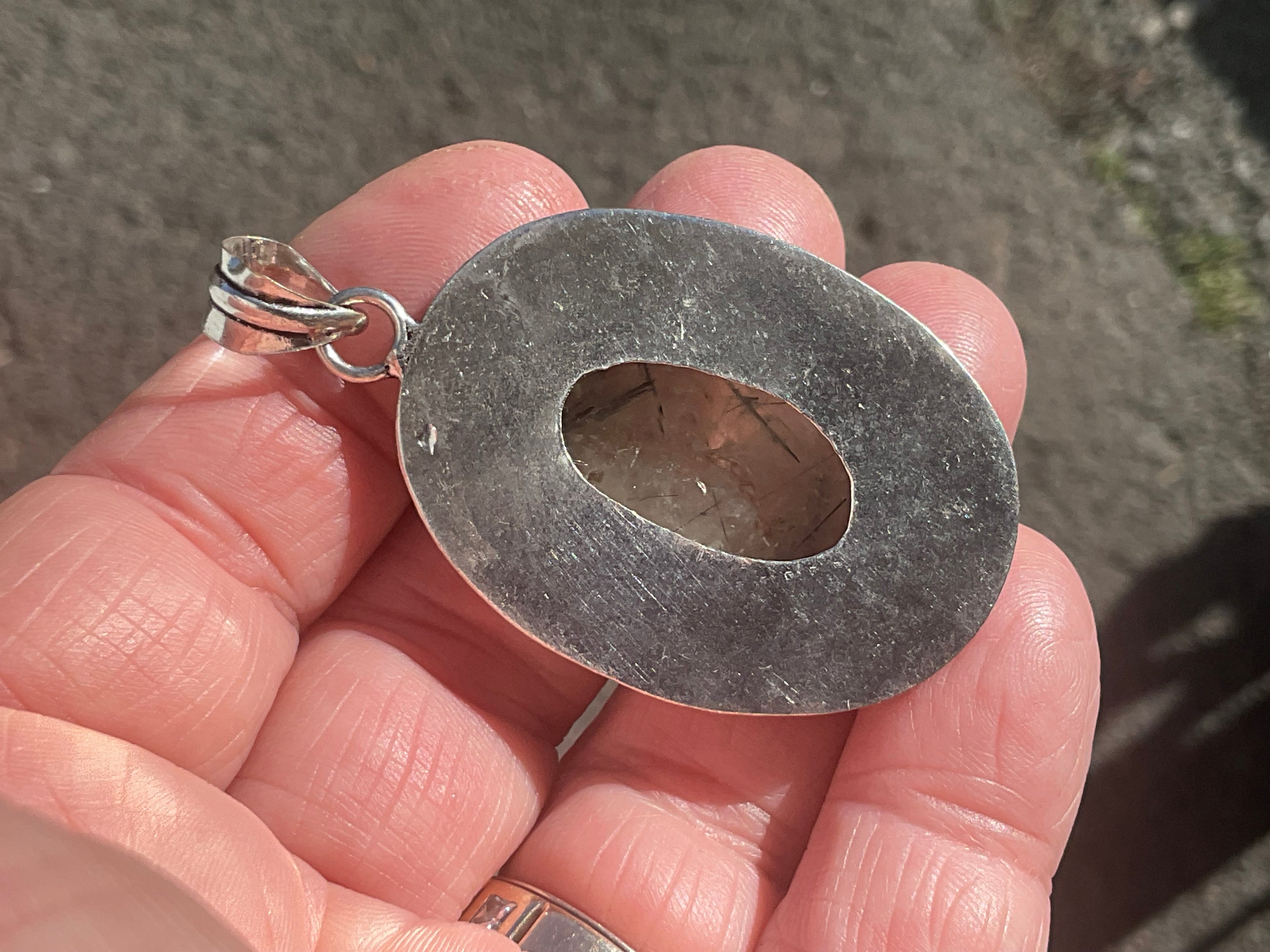 14g Antique Style Epidote in Prehnite Pendant 4A