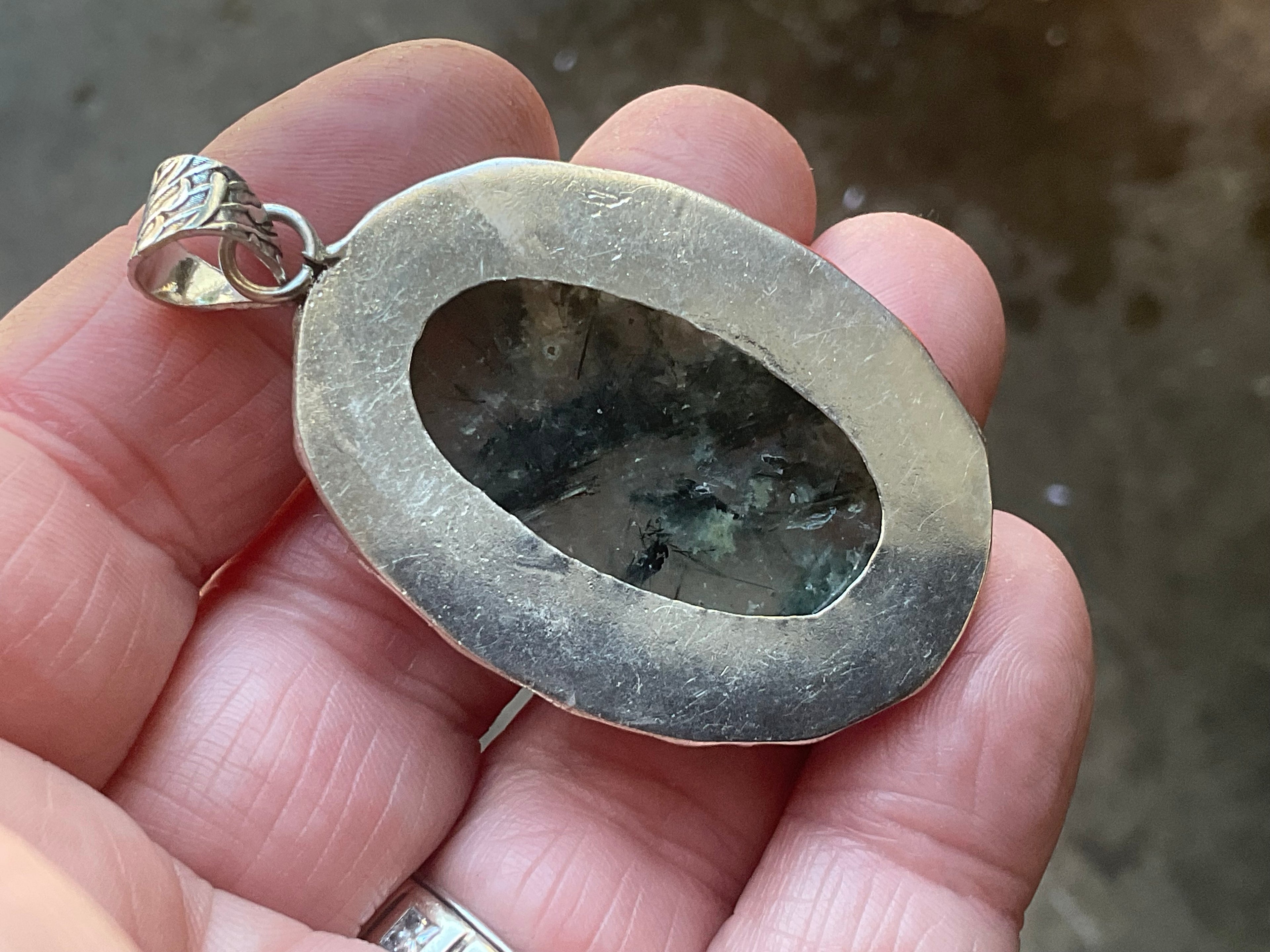 18g Antique Style Epidote in Prehnite Pendant 4B