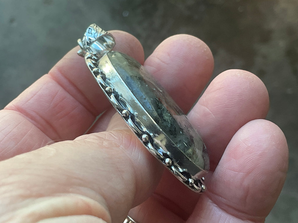 18g Antique Style Epidote in Prehnite Pendant 4B