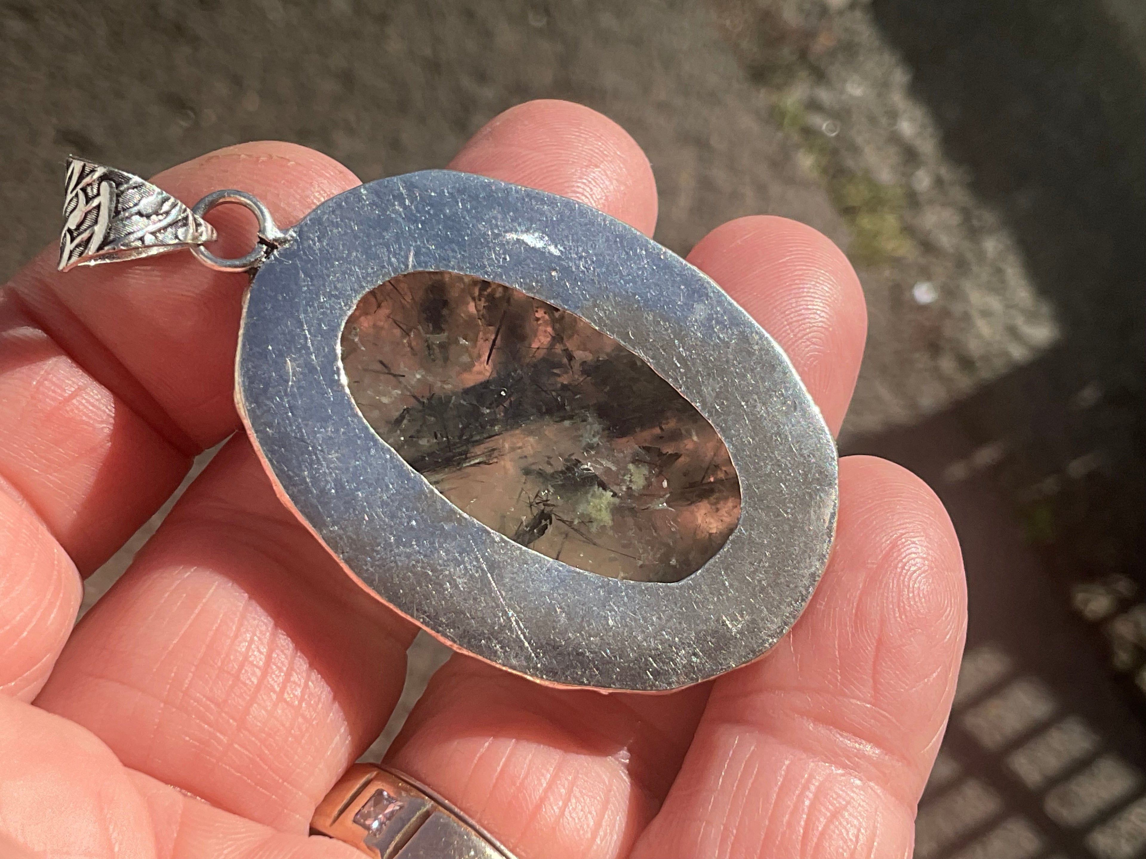 18g Antique Style Epidote in Prehnite Pendant 4B
