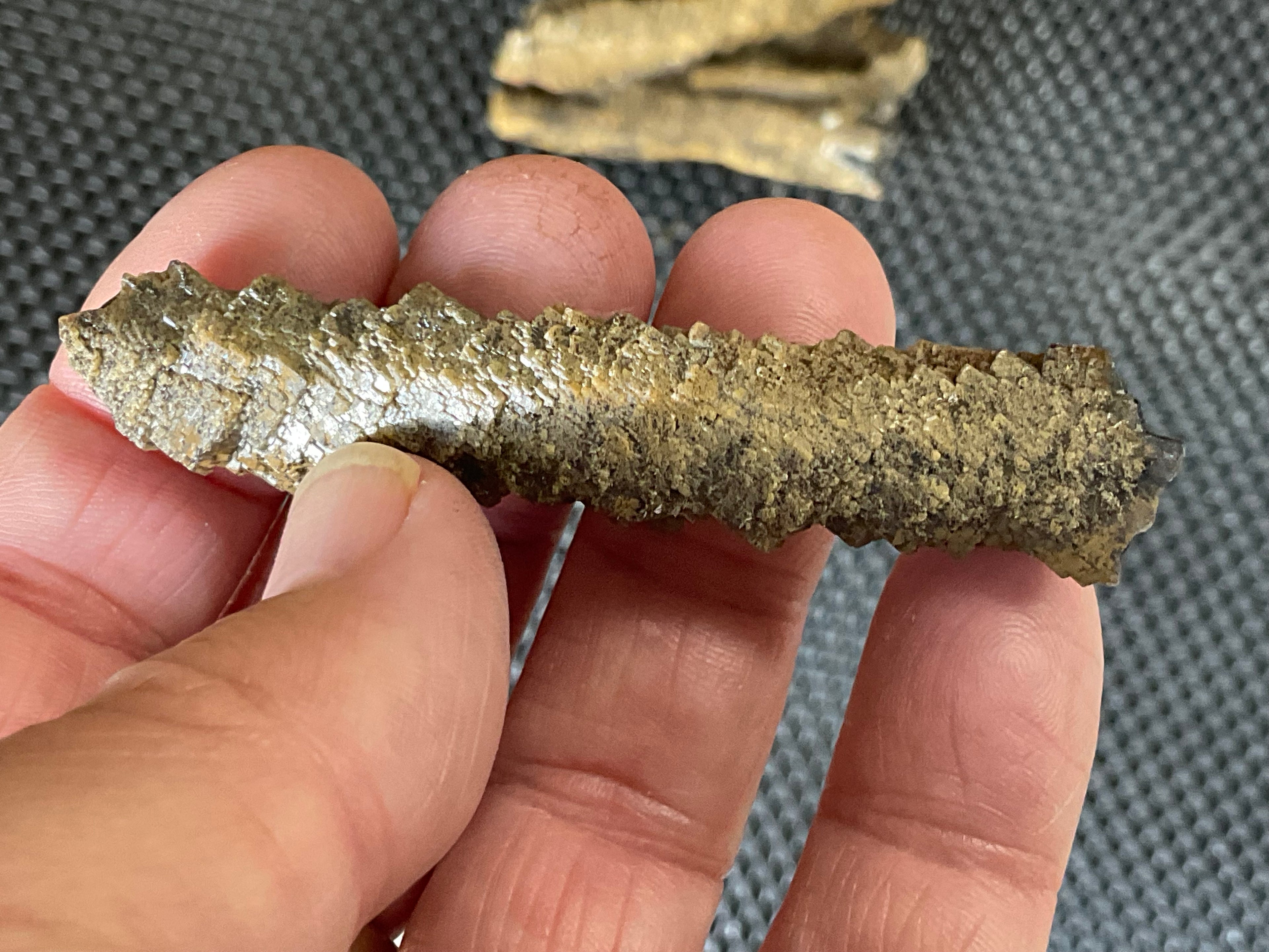 8g Stepped Brown Calcite Tube with Graphite Specimen 1B