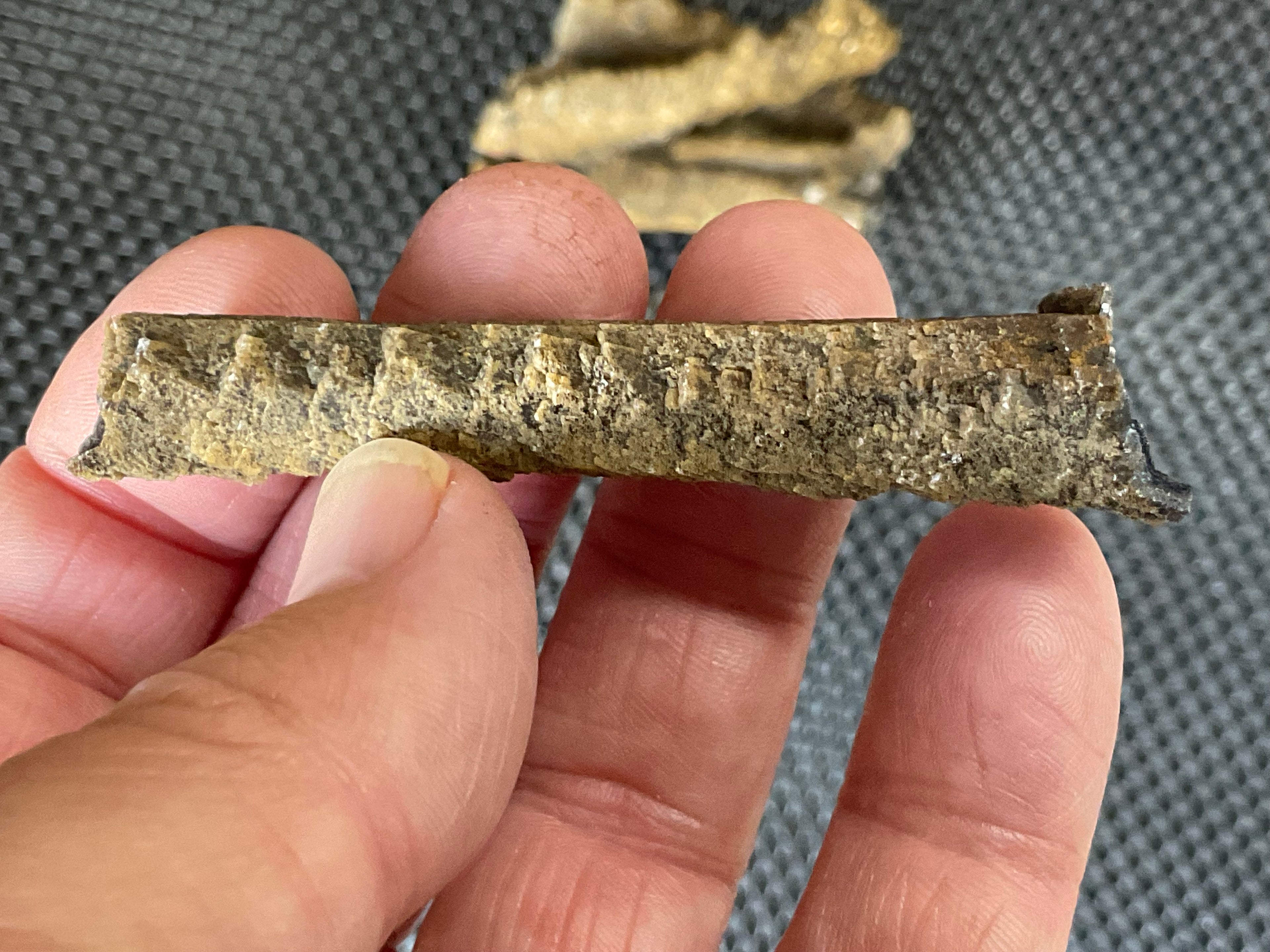 8g Stepped Brown Calcite Tube with Graphite Specimen 1B