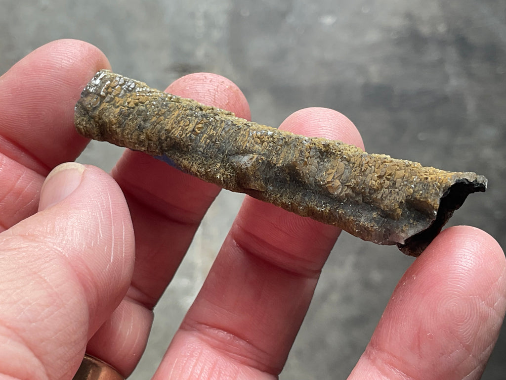 8g Stepped Brown Calcite Tube with Graphite Specimen 1B