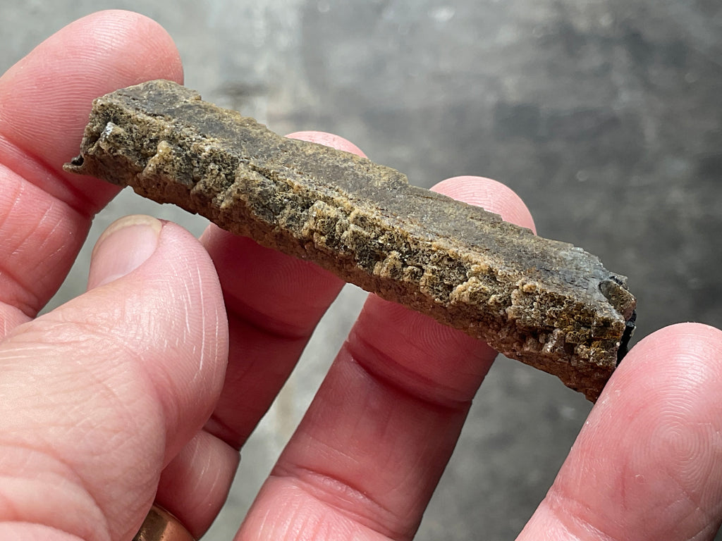 8g Stepped Brown Calcite Tube with Graphite Specimen 1B