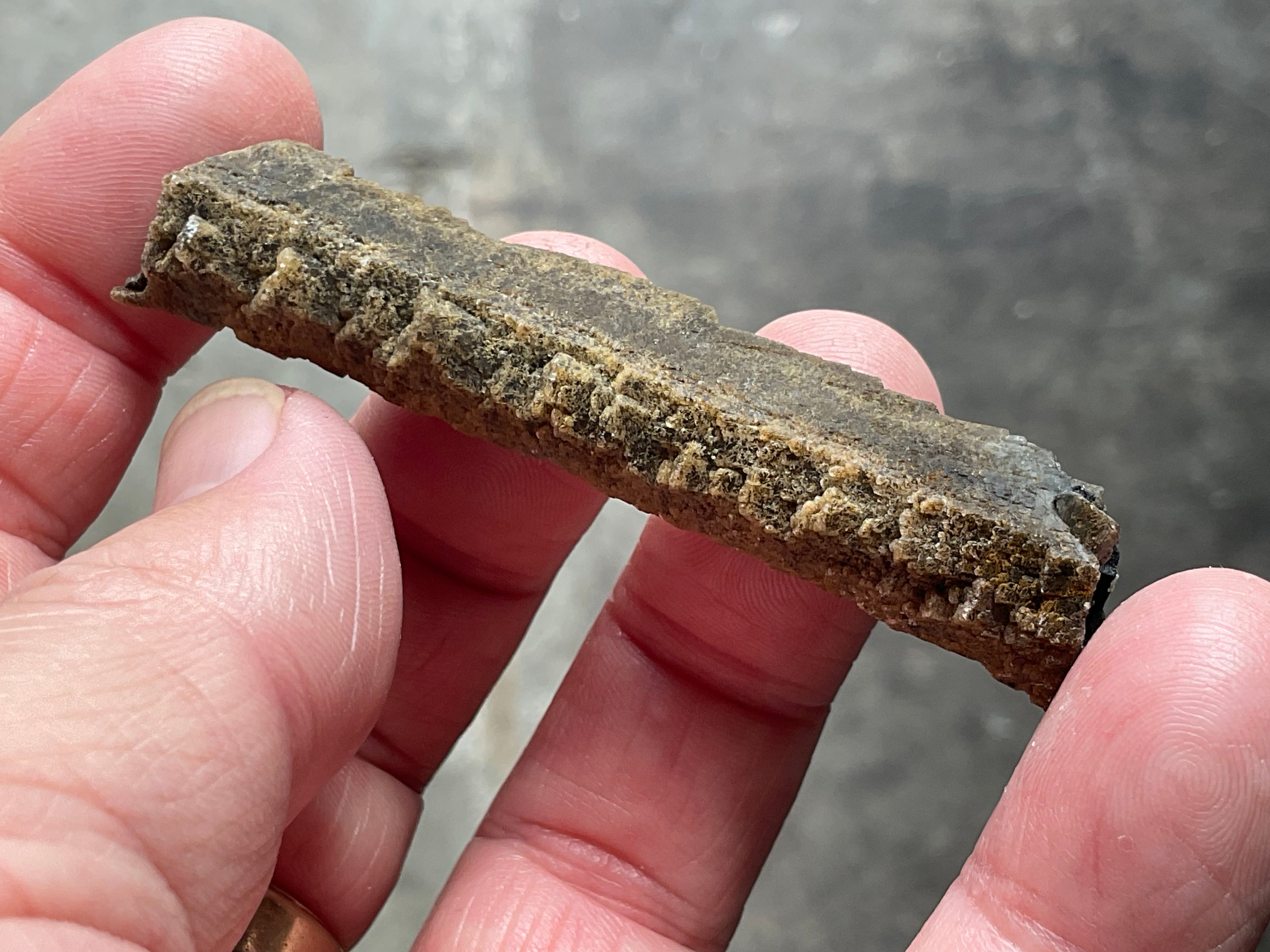 8g Stepped Brown Calcite Tube with Graphite Specimen 1B