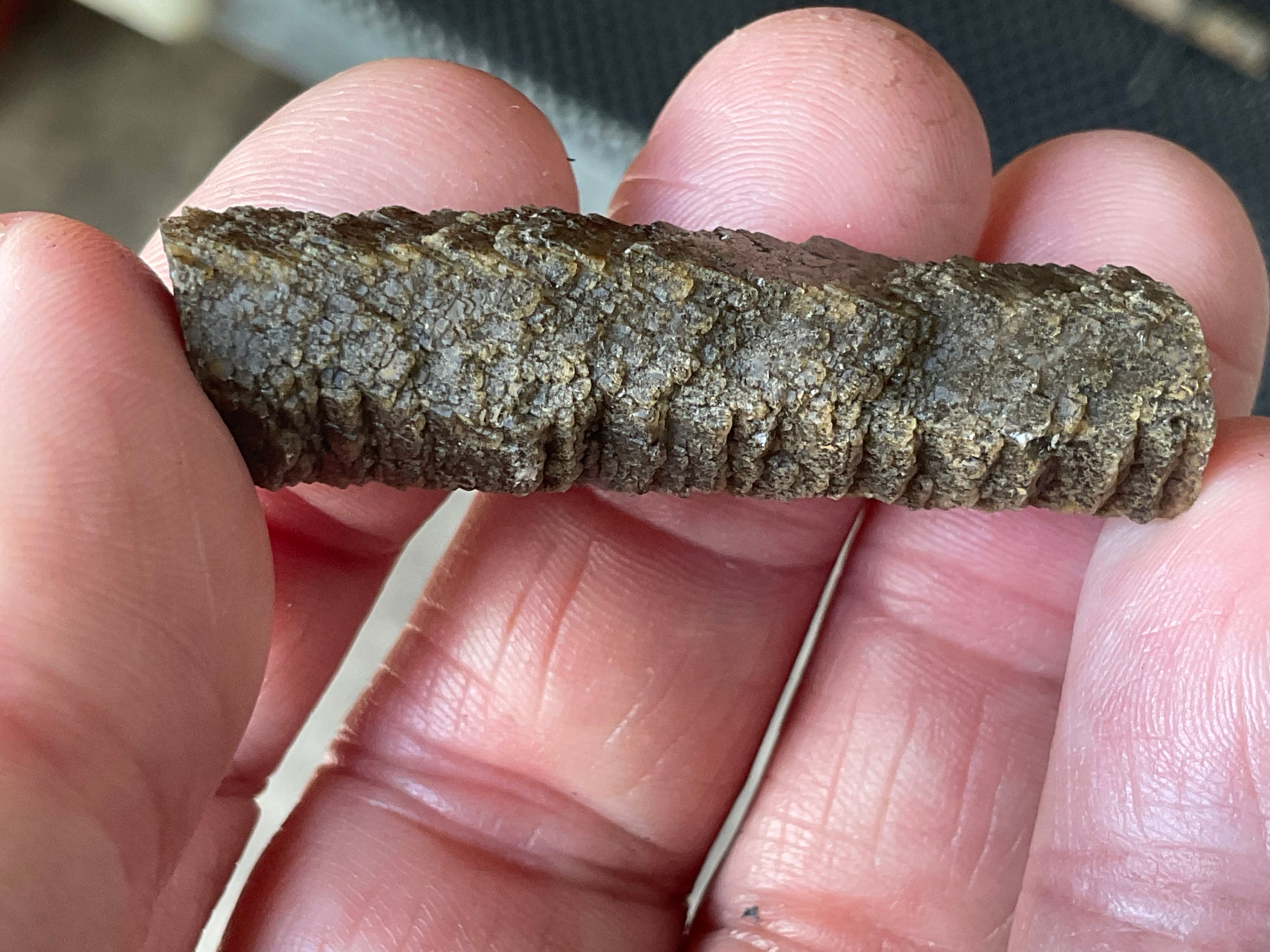 6g Stepped Brown Calcite Tube with Graphite Specimen 2A