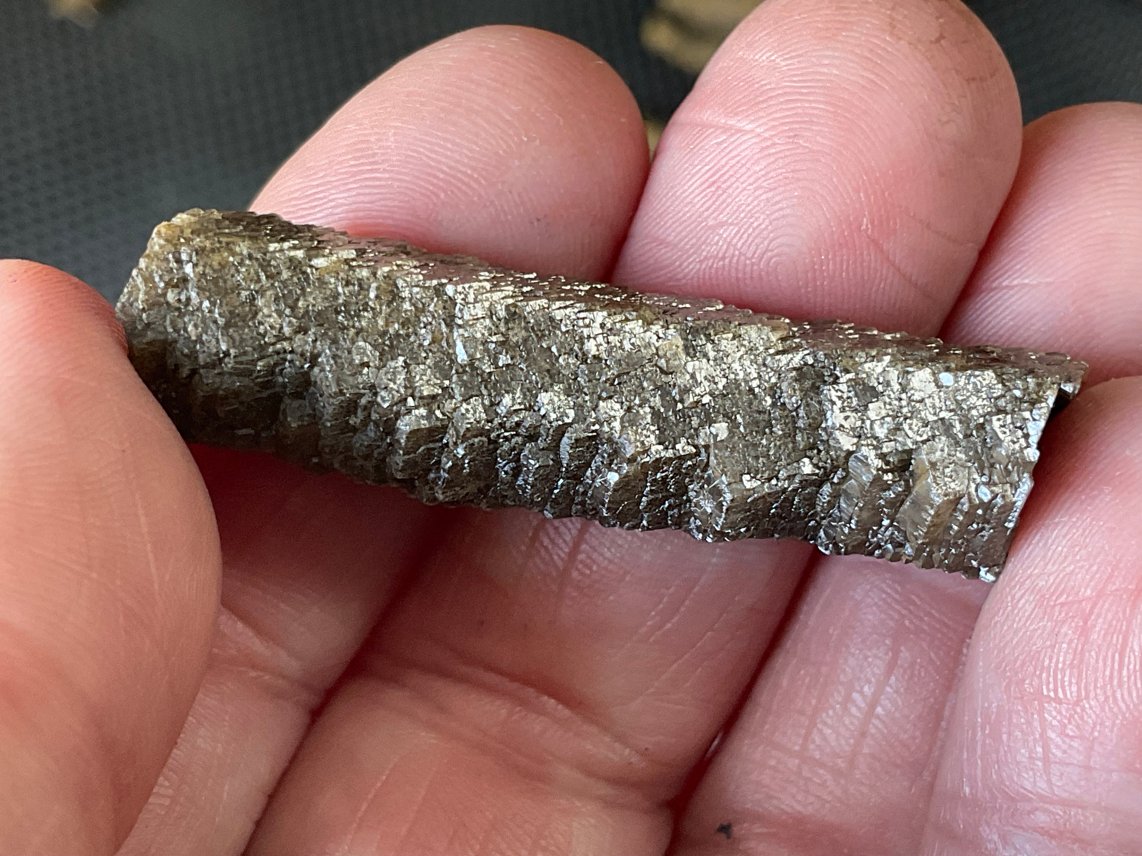 6g Stepped Brown Calcite Tube with Graphite Specimen 2A