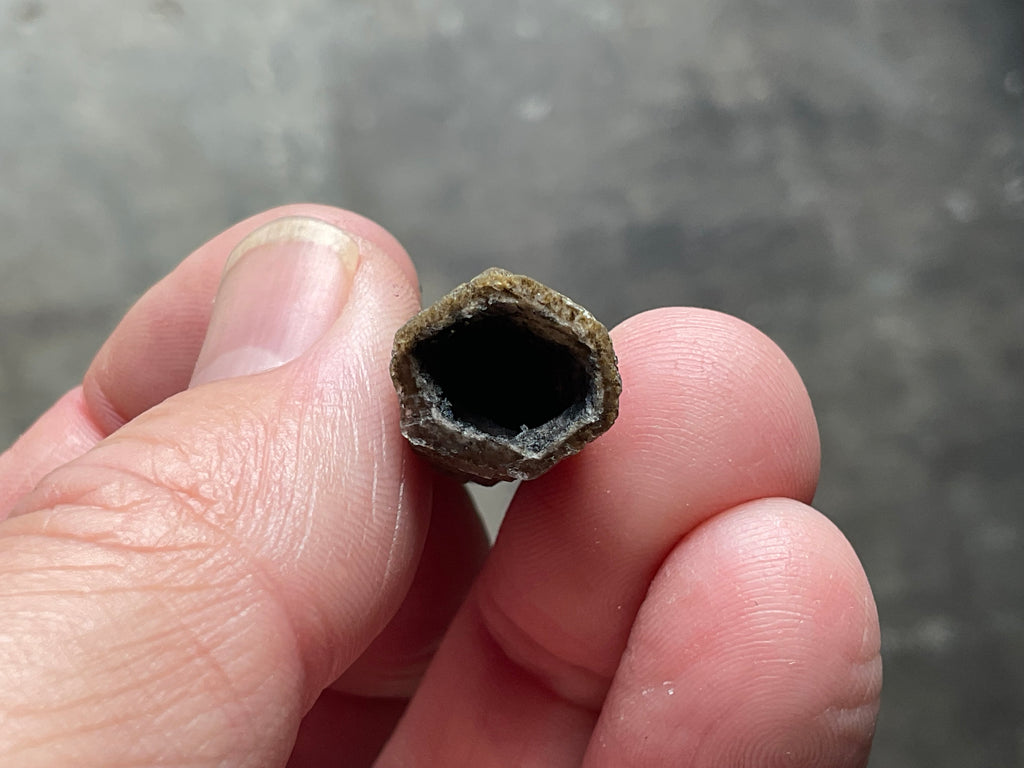 6g Stepped Brown Calcite Tube with Graphite Specimen 2A