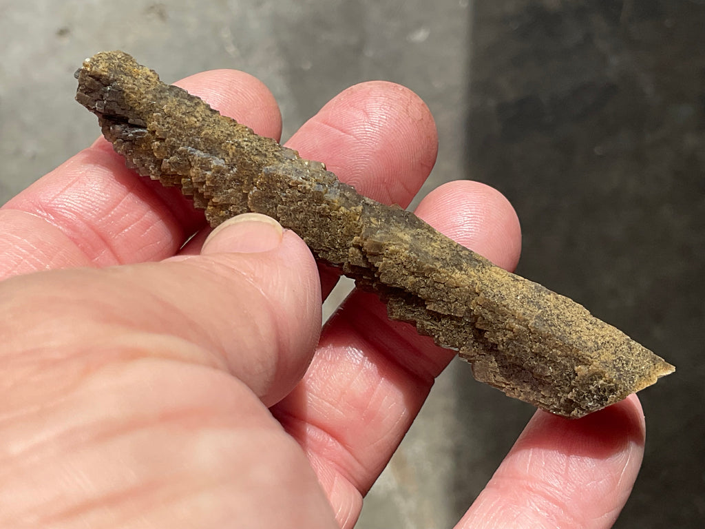 12g Stepped Brown Calcite Tube with Graphite Specimen 3A