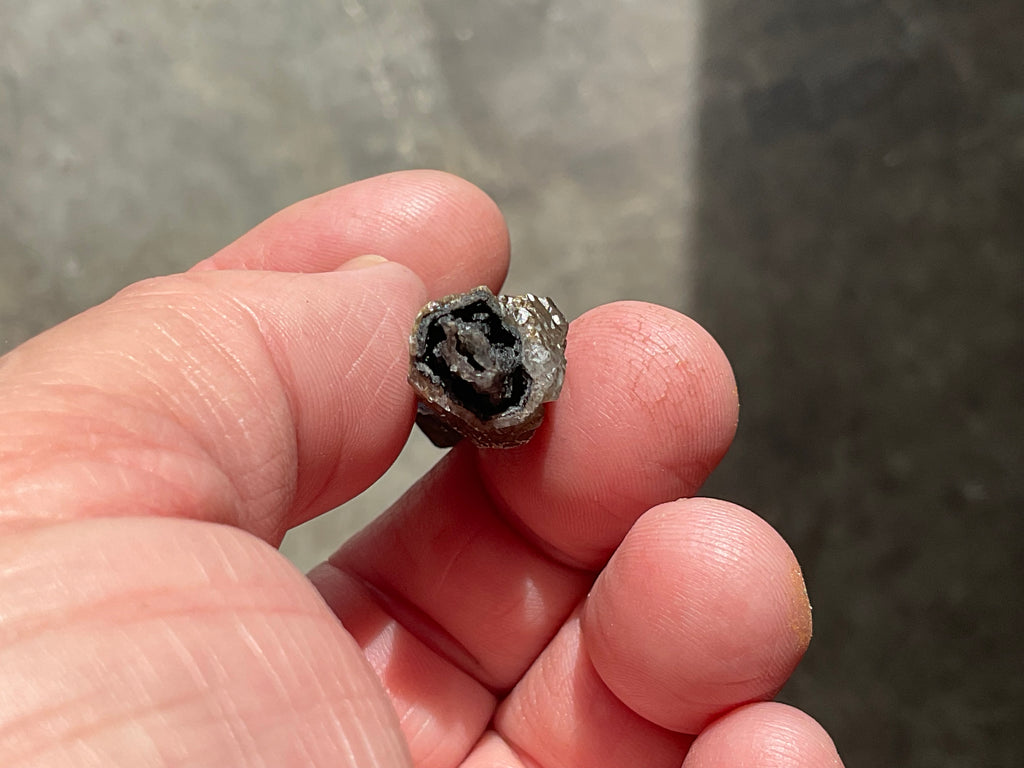 12g Stepped Brown Calcite Tube with Graphite Specimen 3A