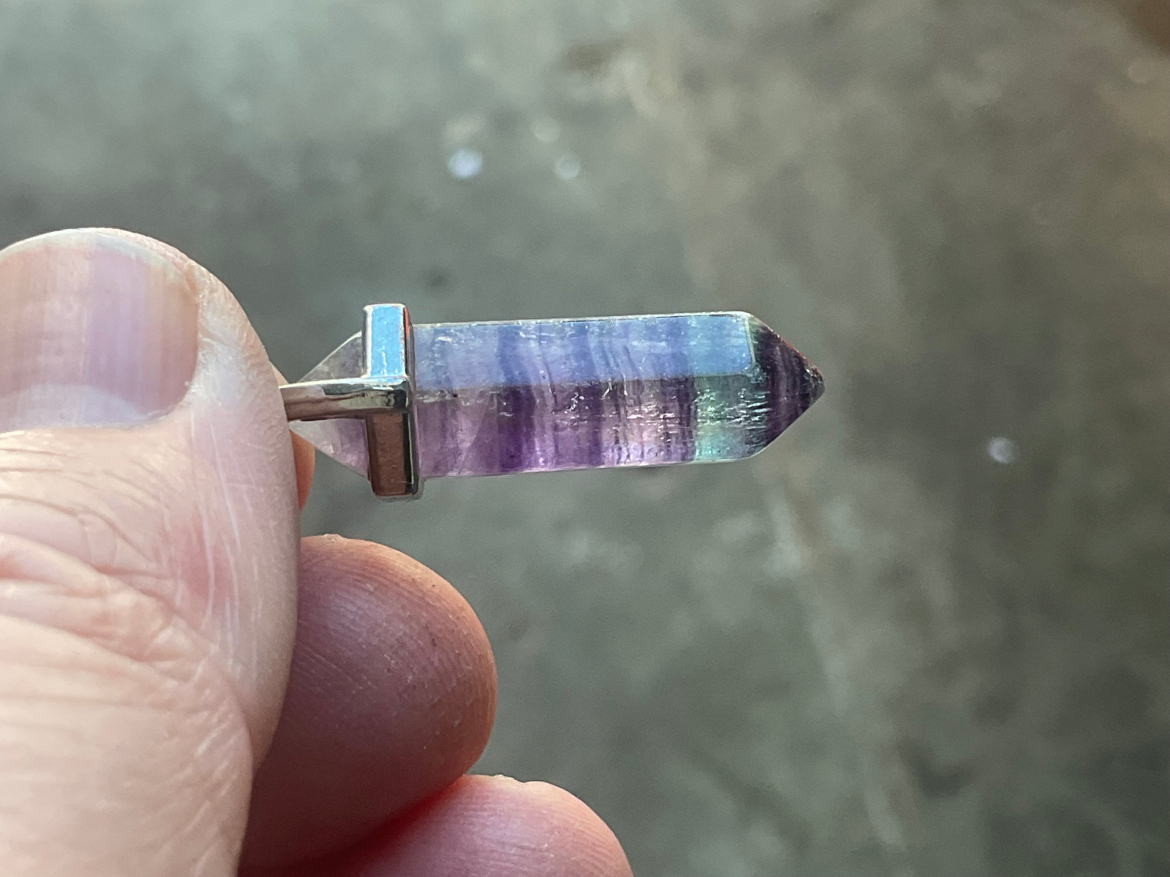 5g Rainbow Fluorite Pendant 2A