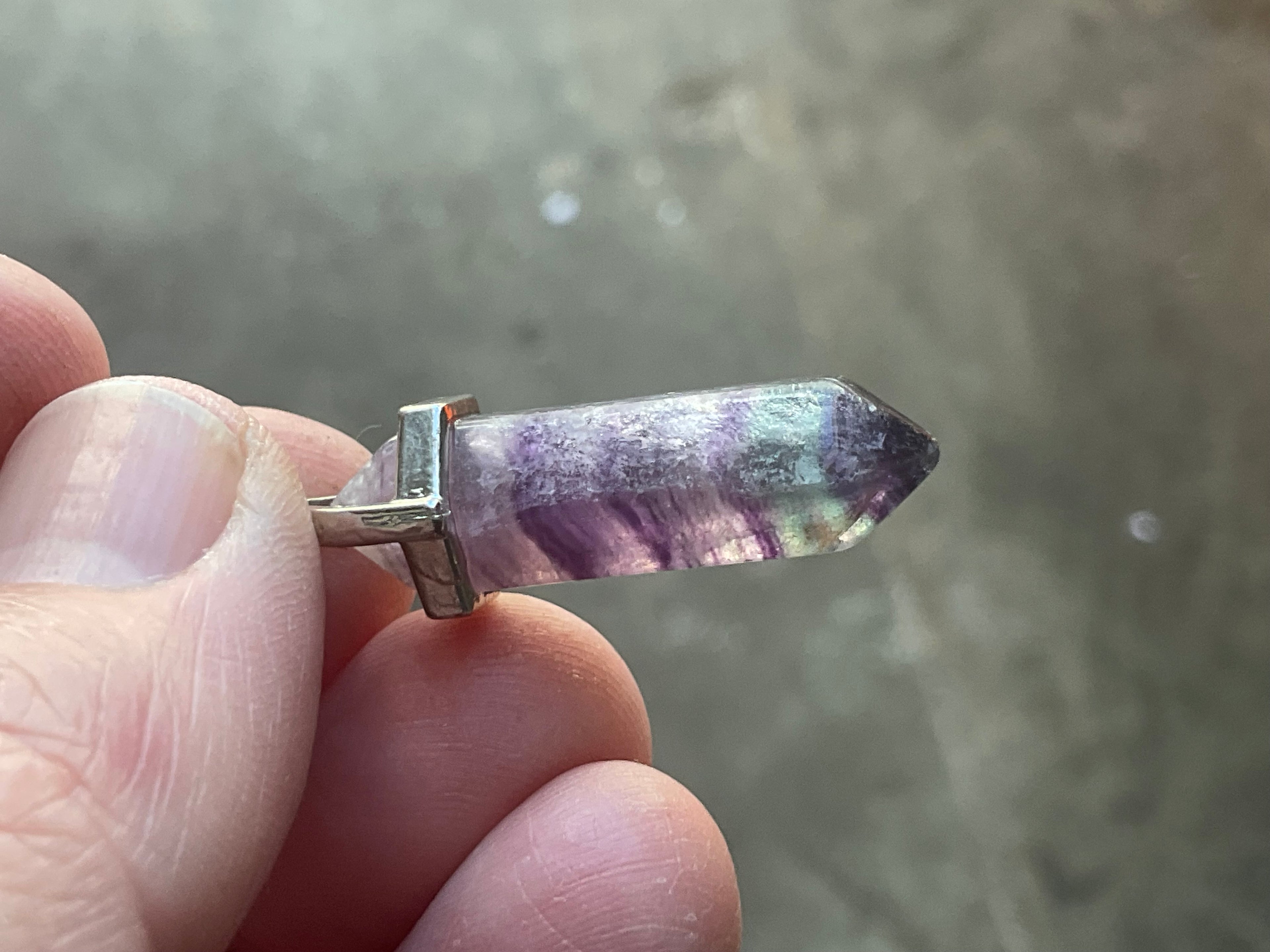 5g Rainbow Fluorite Pendant 2A