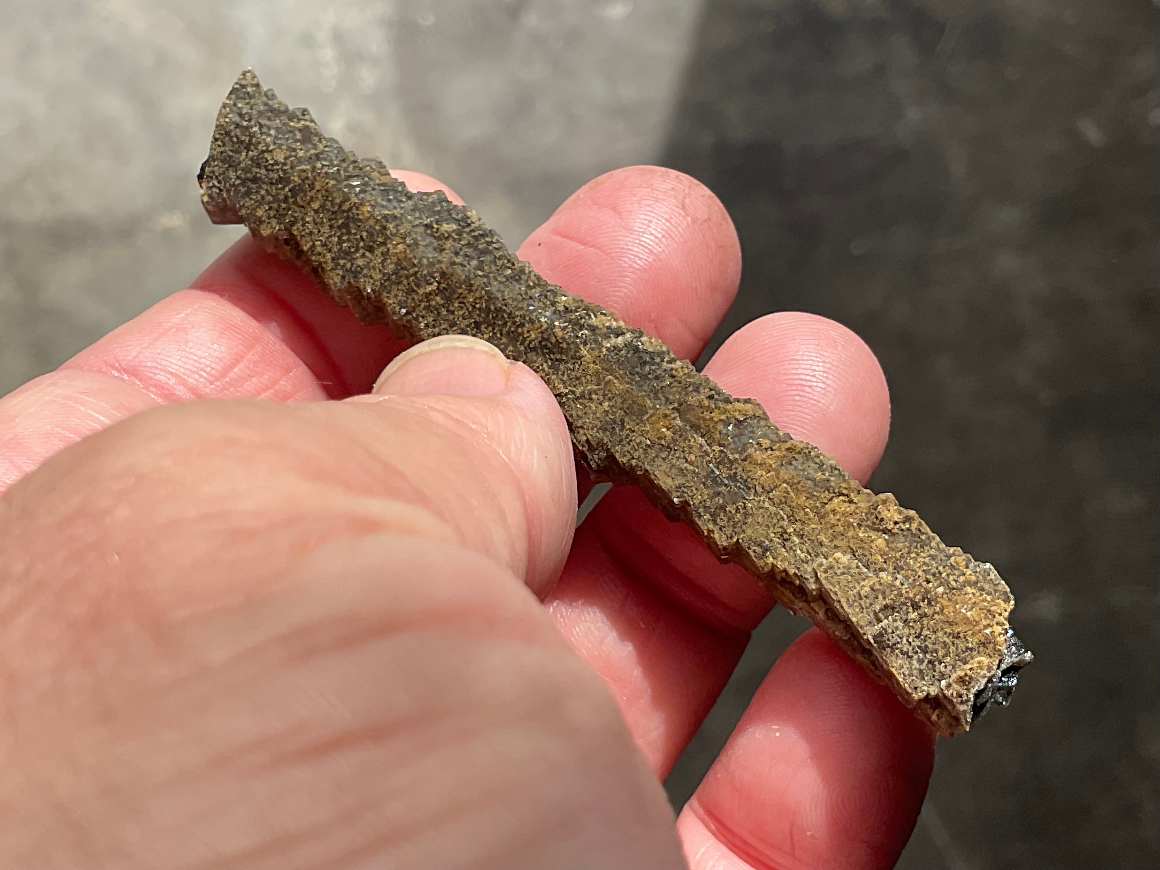 10g Stepped Brown Calcite Tube with Graphite Specimen 3B