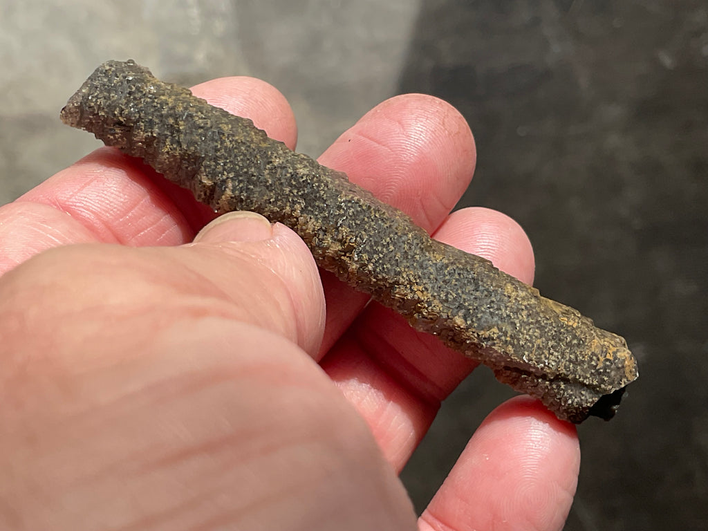 10g Stepped Brown Calcite Tube with Graphite Specimen 3B