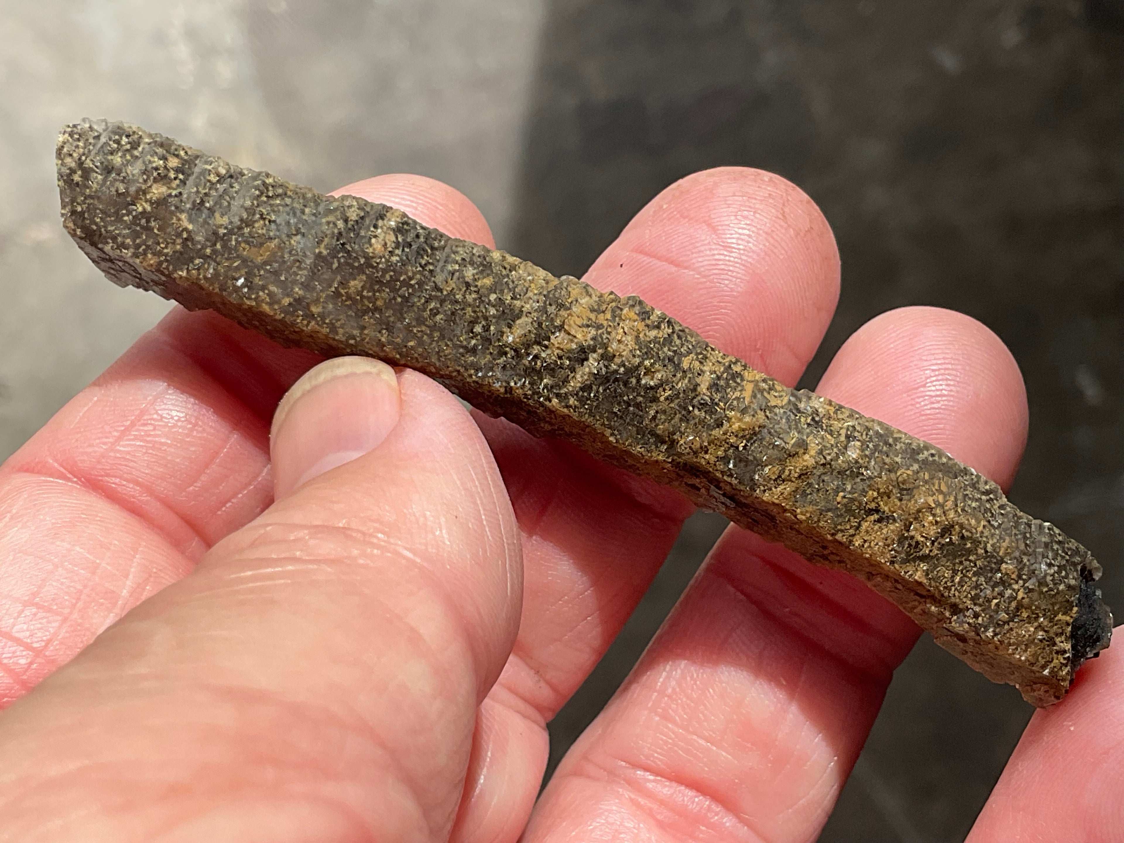 10g Stepped Brown Calcite Tube with Graphite Specimen 3B