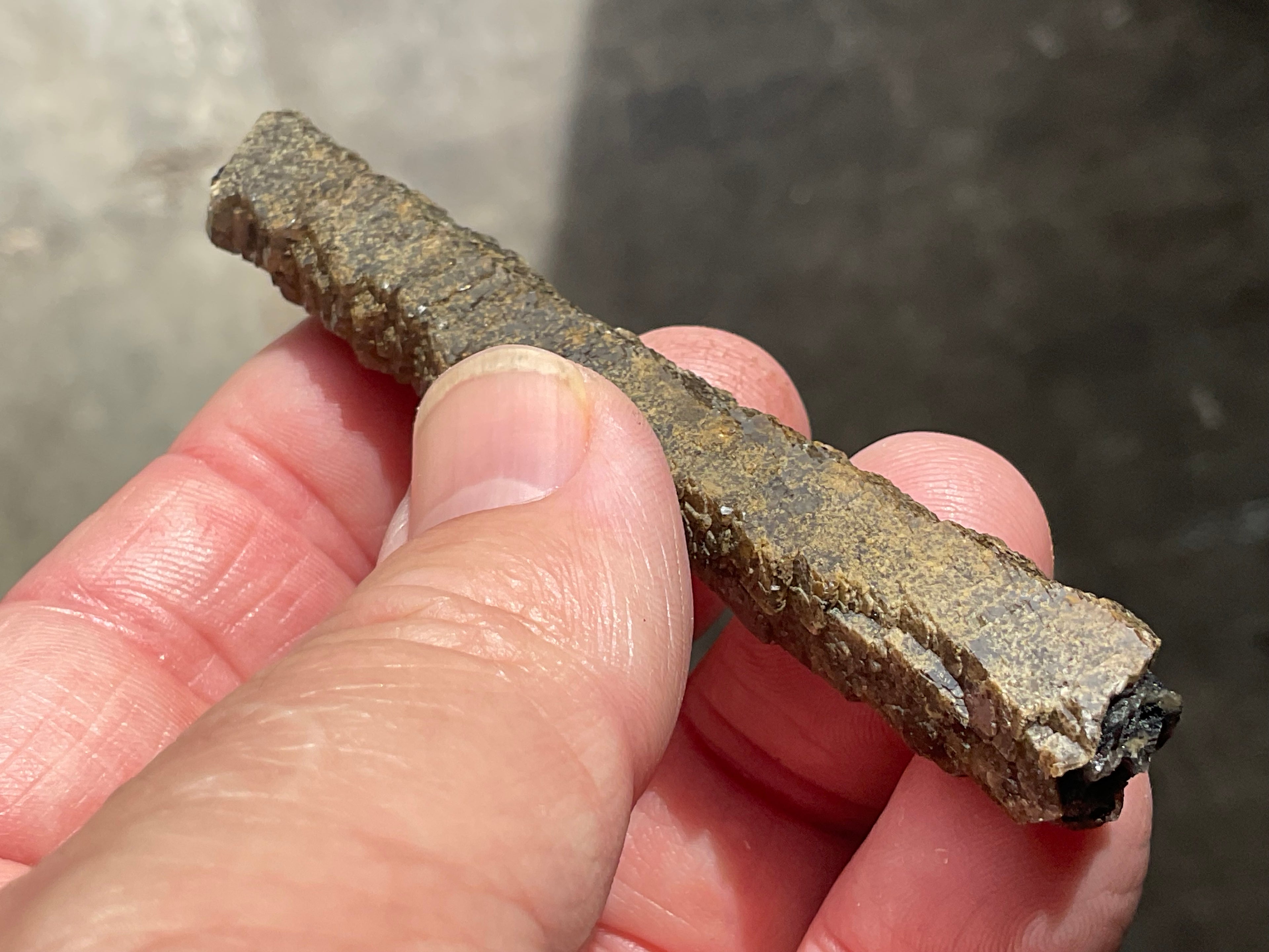 10g Stepped Brown Calcite Tube with Graphite Specimen 3B