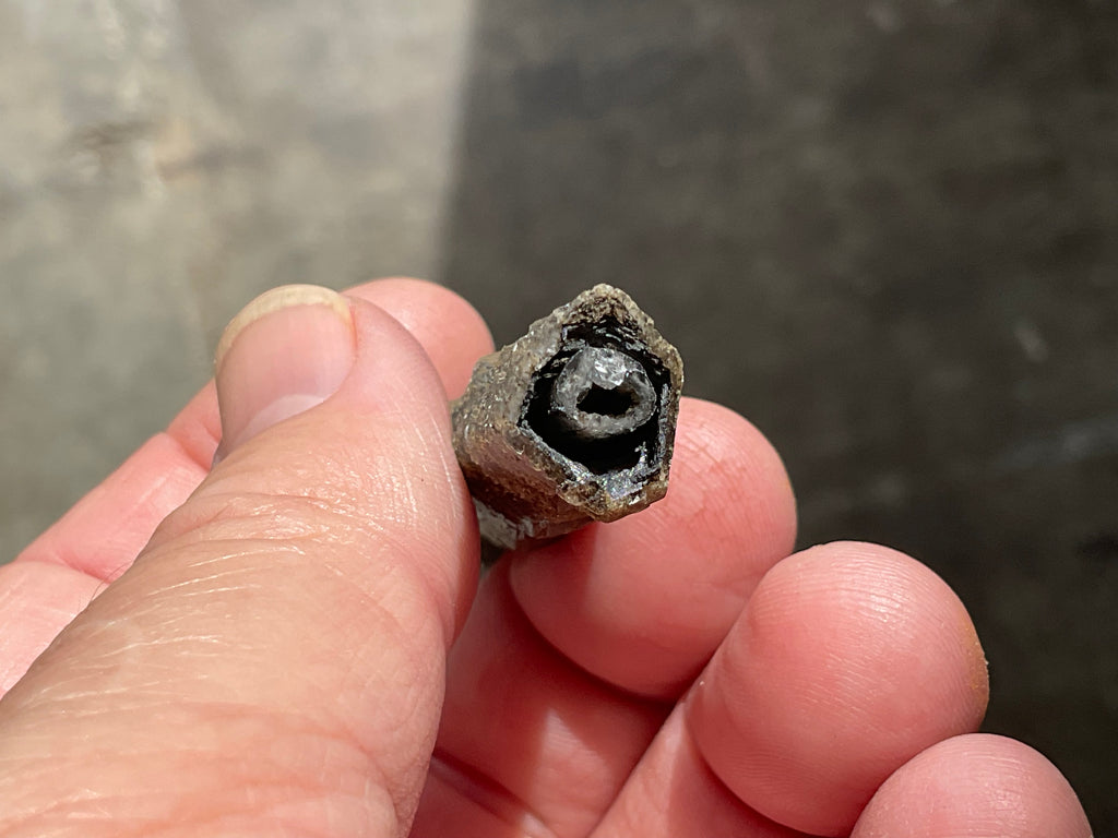 10g Stepped Brown Calcite Tube with Graphite Specimen 3B