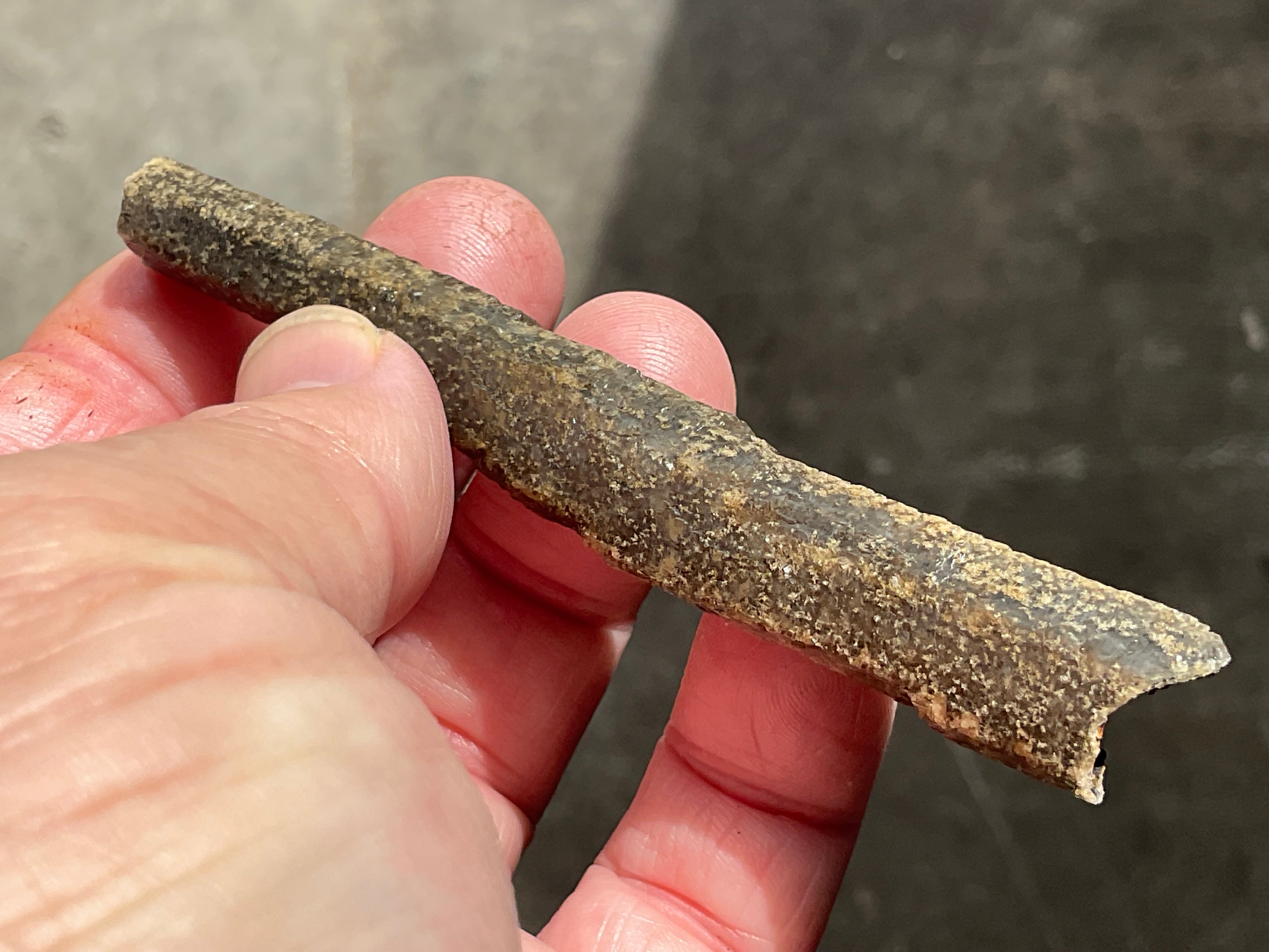 12g Stepped Brown Calcite Tube with Graphite Specimen 3C