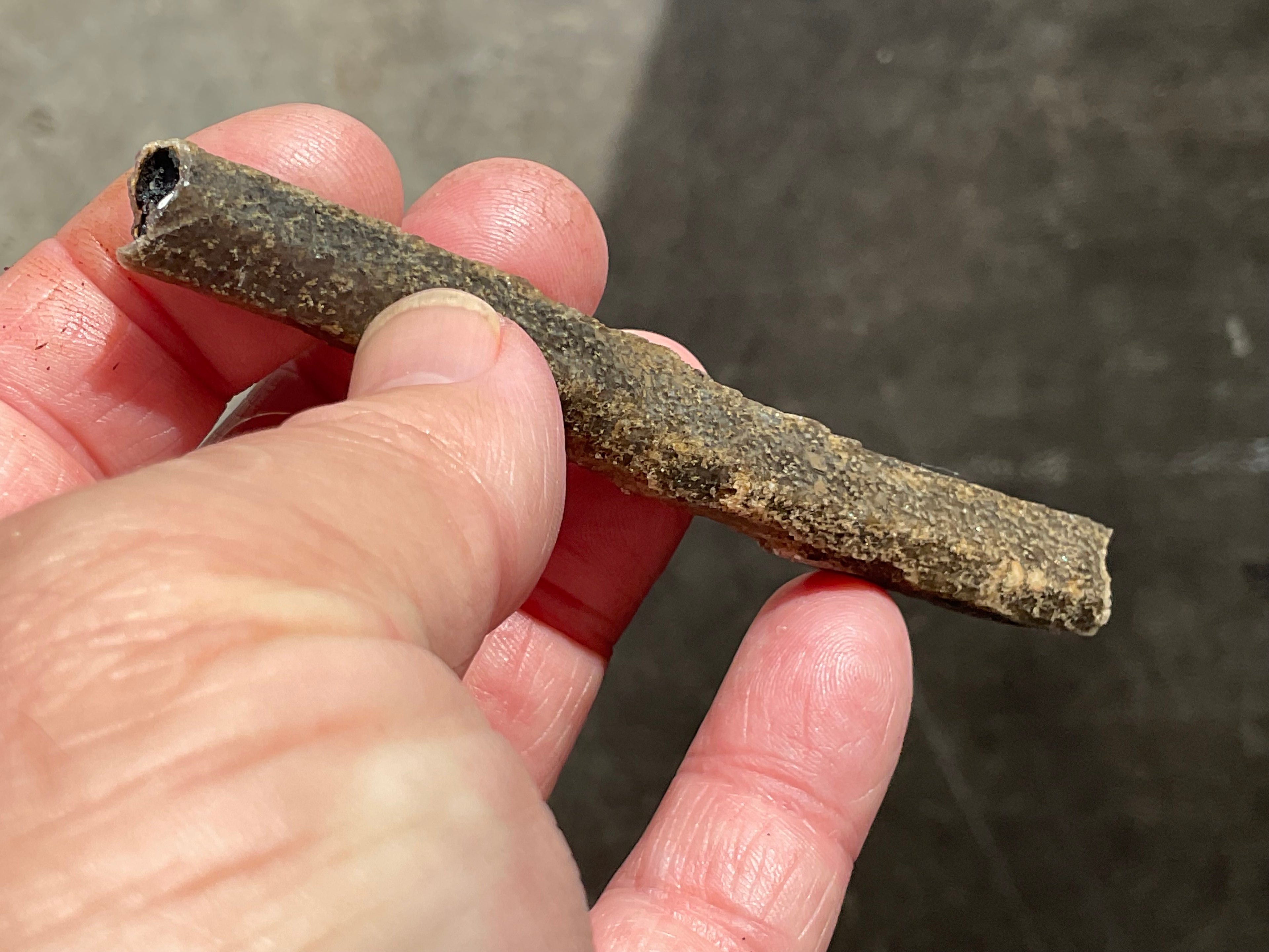 12g Stepped Brown Calcite Tube with Graphite Specimen 3C
