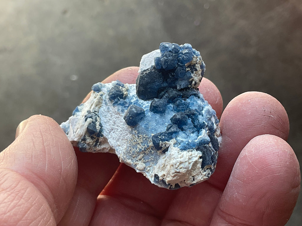 30g Blueberry Fluorite on Spirit Quartz Specimen 1A