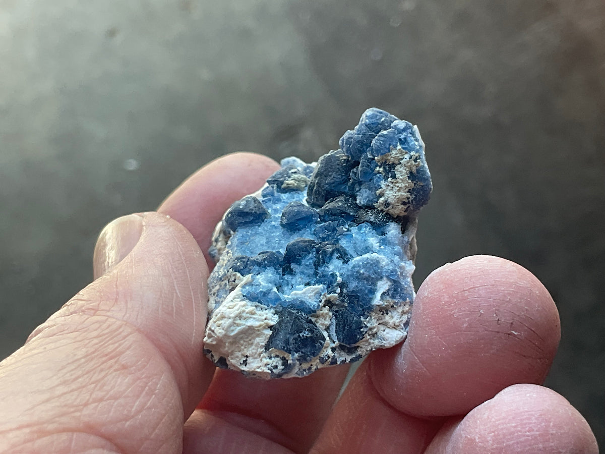 30g Blueberry Fluorite on Spirit Quartz Specimen 1A