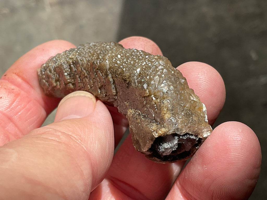 18g Stepped Brown Calcite Tube with Graphite Specimen 4A