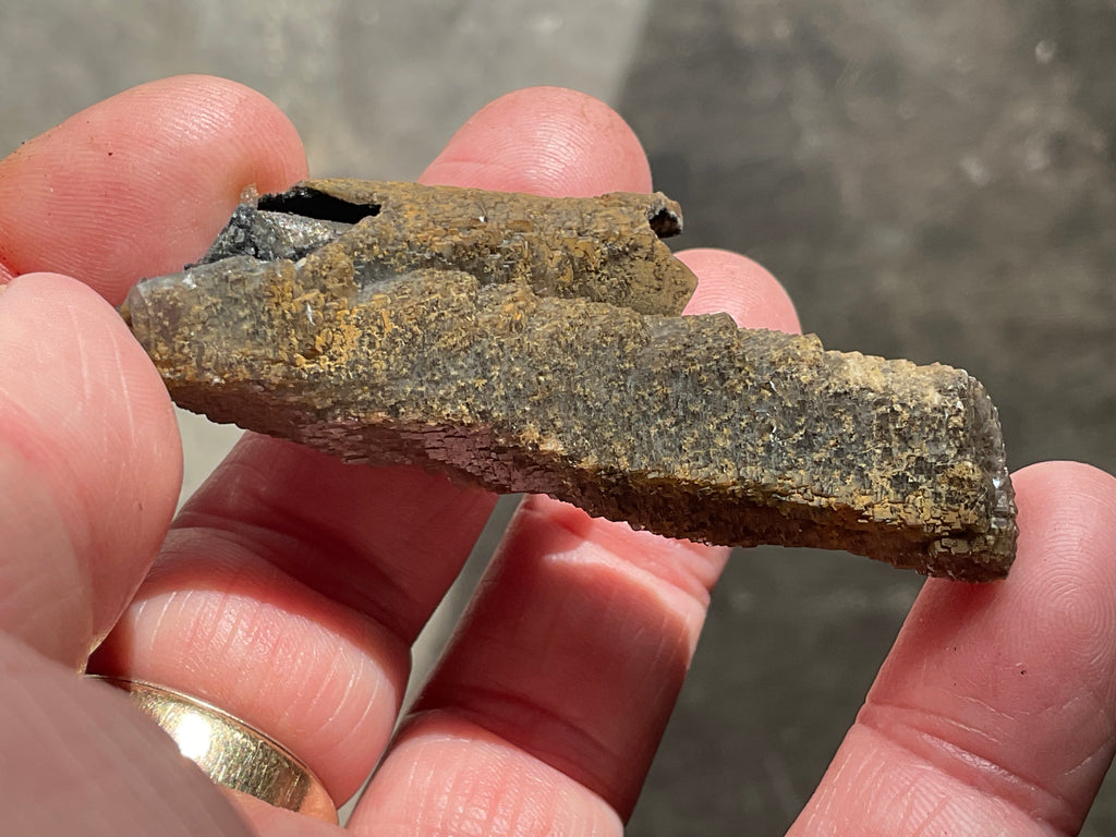 18g Stepped Brown Calcite Tube with Graphite Specimen 4B