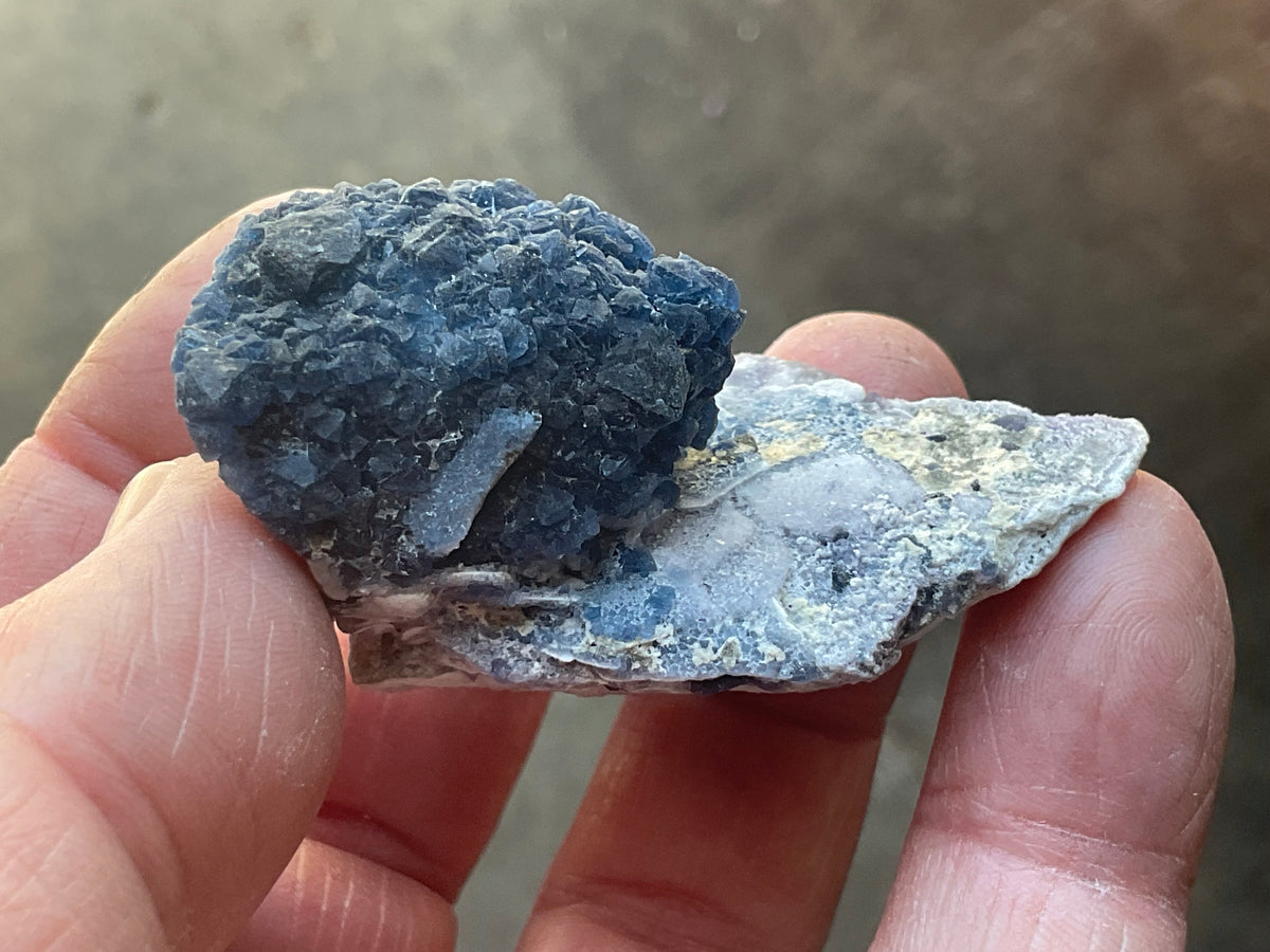 46g Blueberry Fluorite on Spirit Quartz Specimen 1B