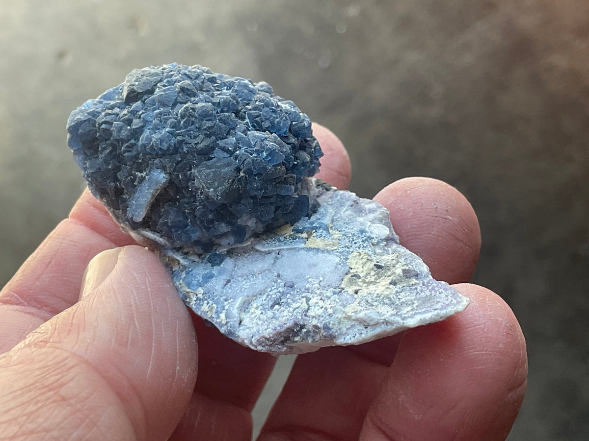 46g Blueberry Fluorite on Spirit Quartz Specimen 1B